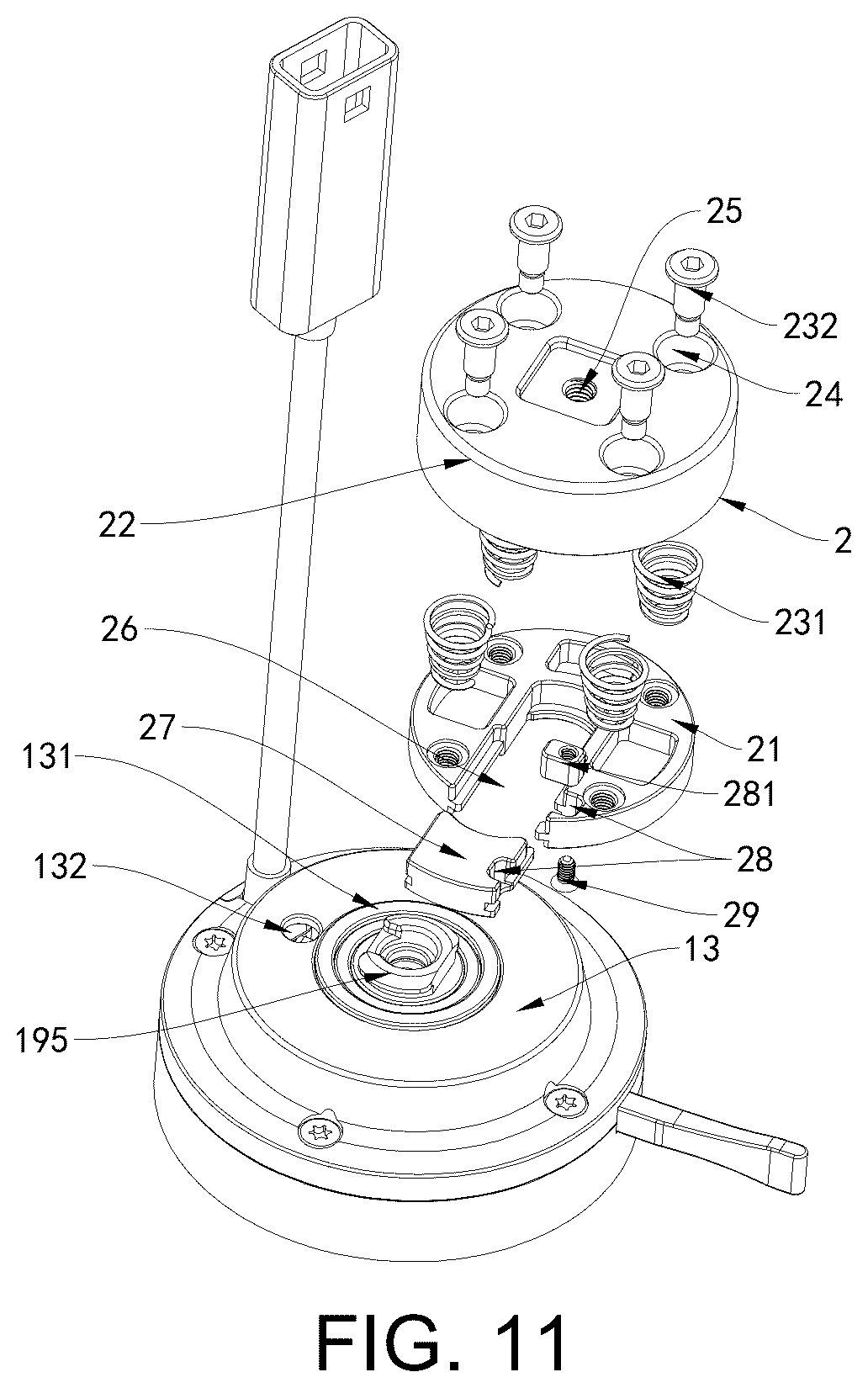 Patent US12562594 Figure 11 – Magnetic wireless charging quick-release mount