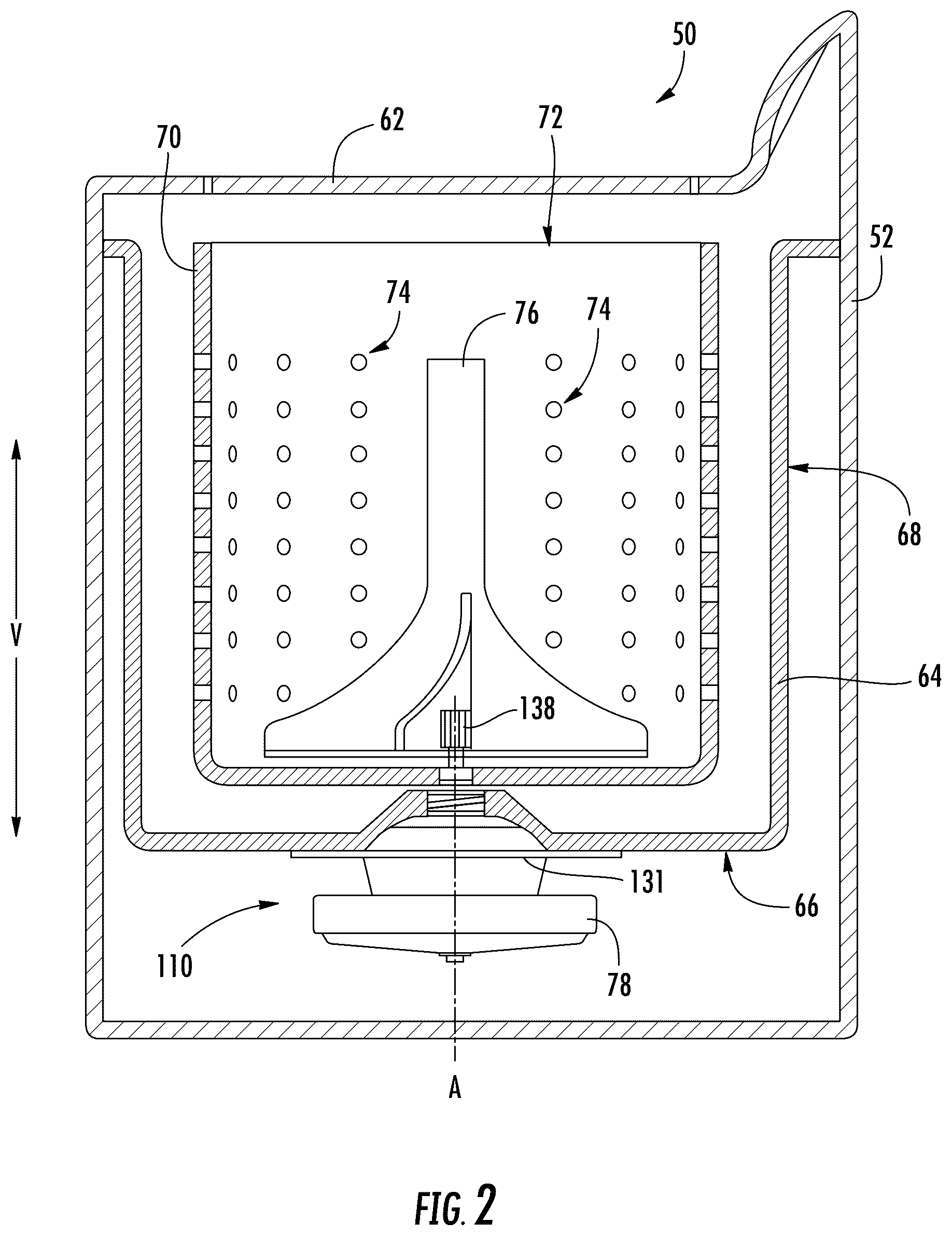 Patent US12562608 Figure 2 – Motor assembly for an appliance including a finger grip