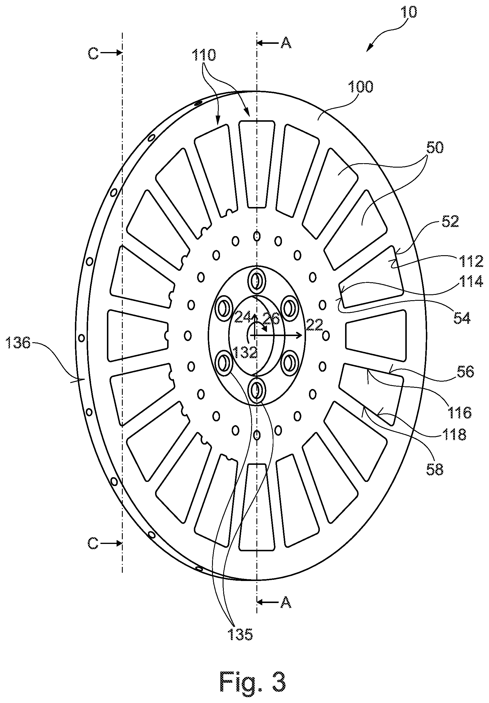 Patent US12562609 Figure 3 – Rotor for an axial flux motor