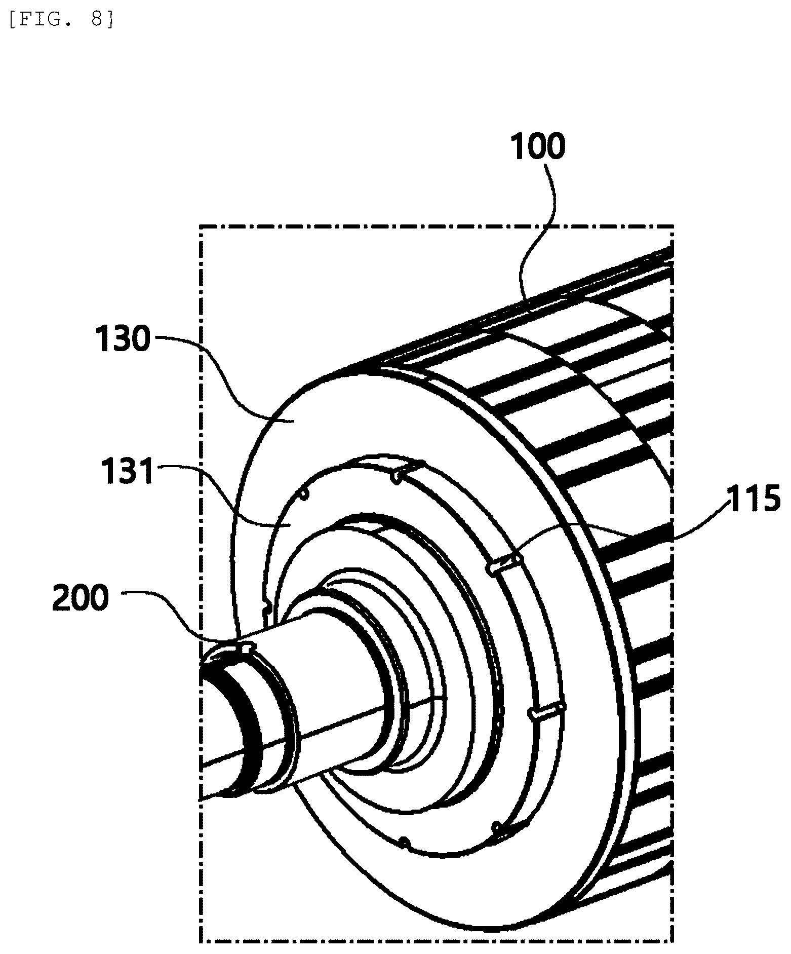Patent US12562610 Figure 8 – Rotor module with cooling structure