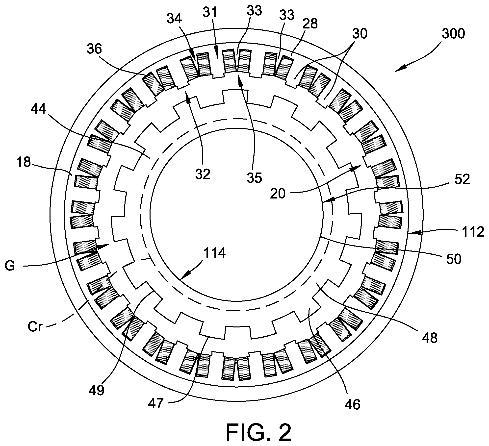 Patent US12562612 Figure 2 – End winding support bracket