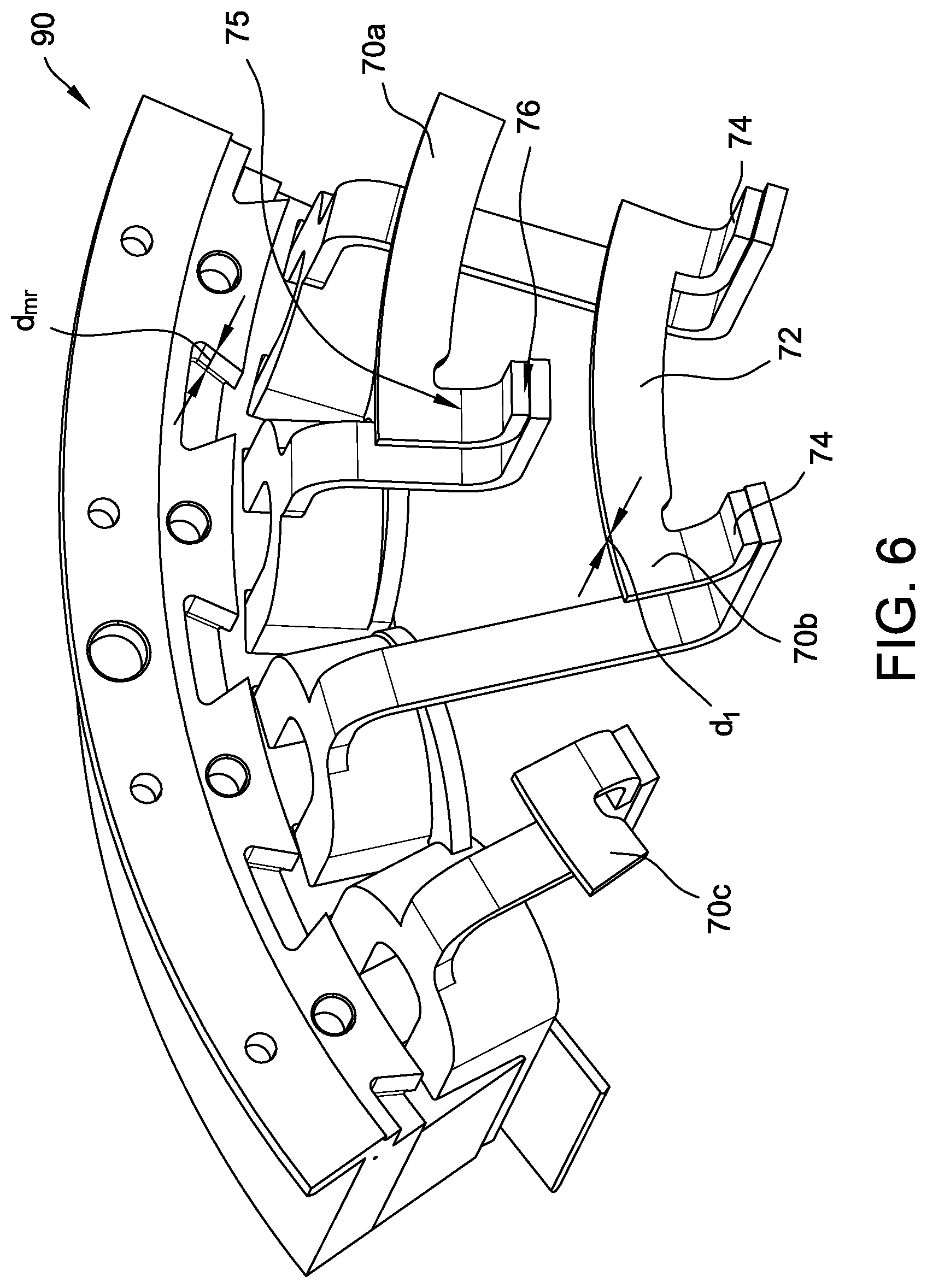 Patent US12562612 Figure 6 – End winding support bracket