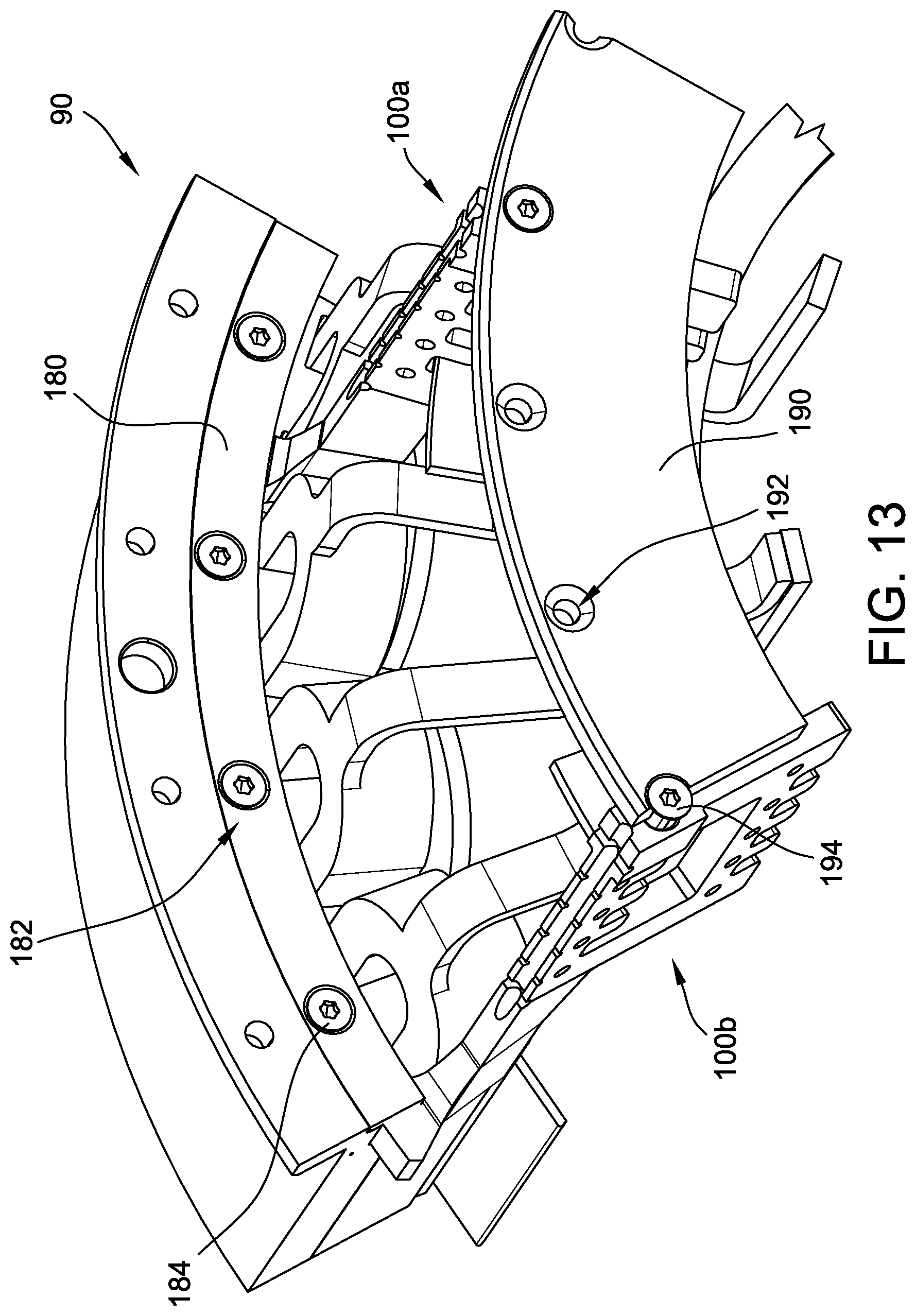 Patent US12562612 Figure 13 – End winding support bracket