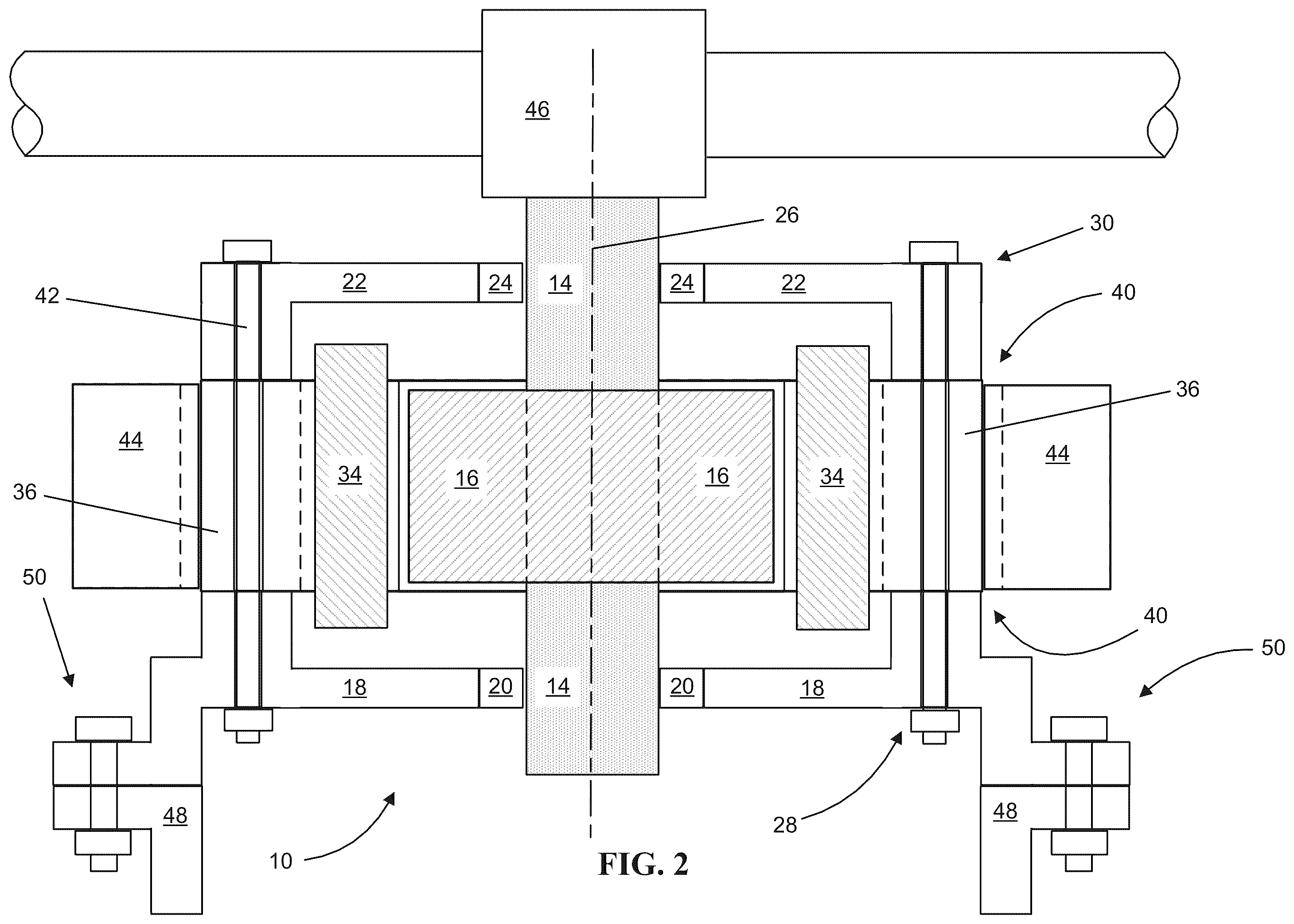 Patent US12562614 Figure 2 – Structural stator core