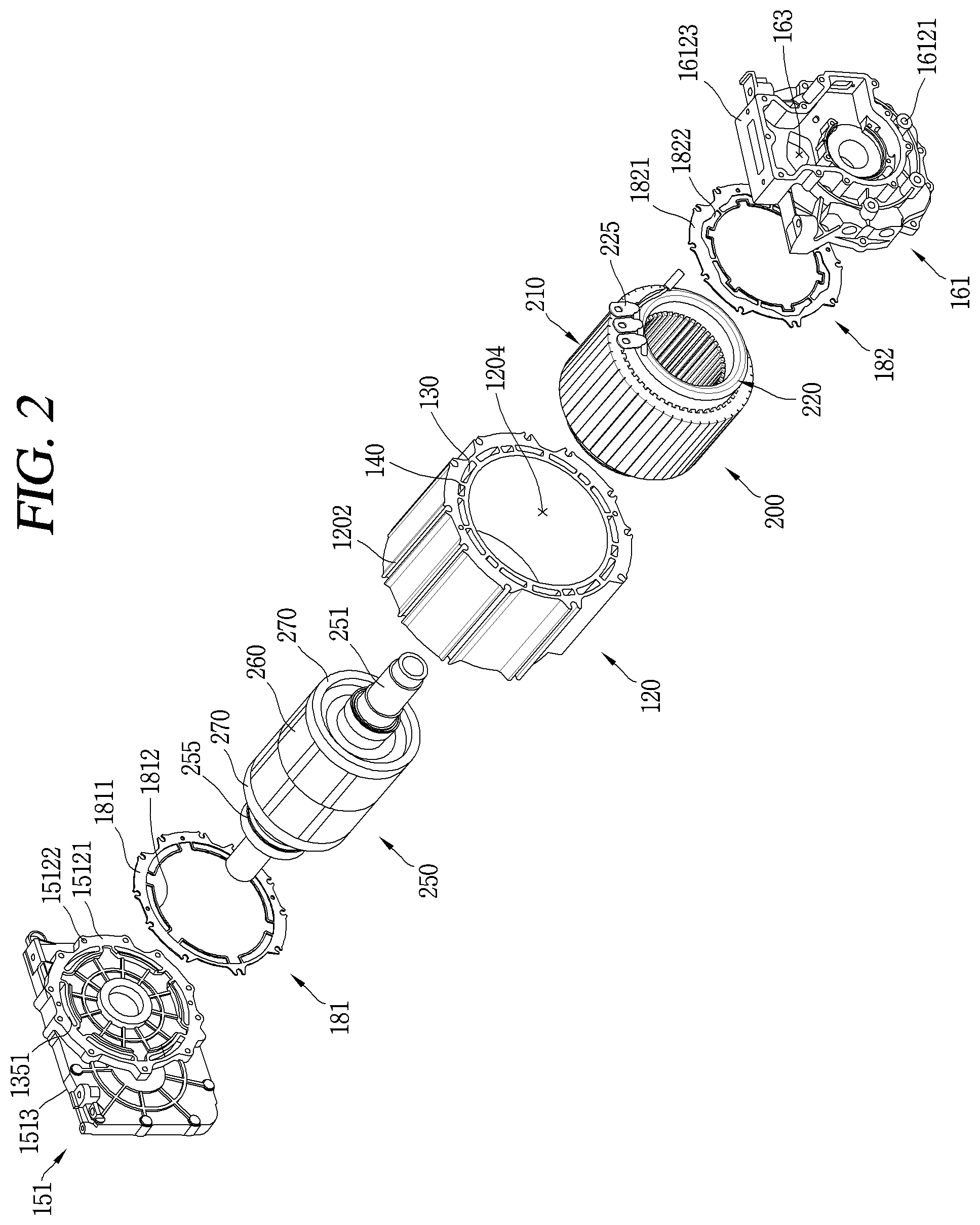 Patent US12562615 Figure 2 – Motor assembly