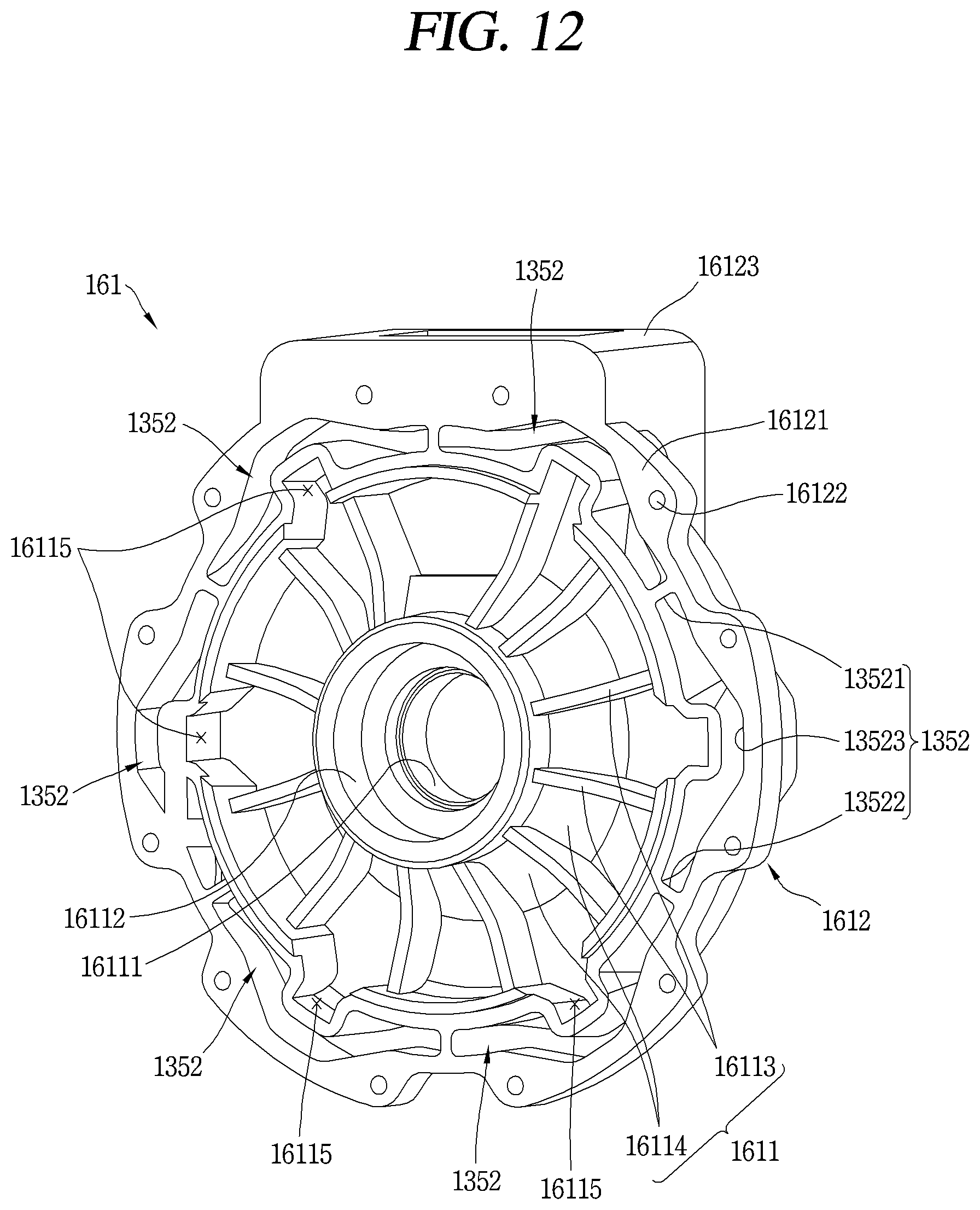 Patent US12562615 Figure 11 – Motor assembly