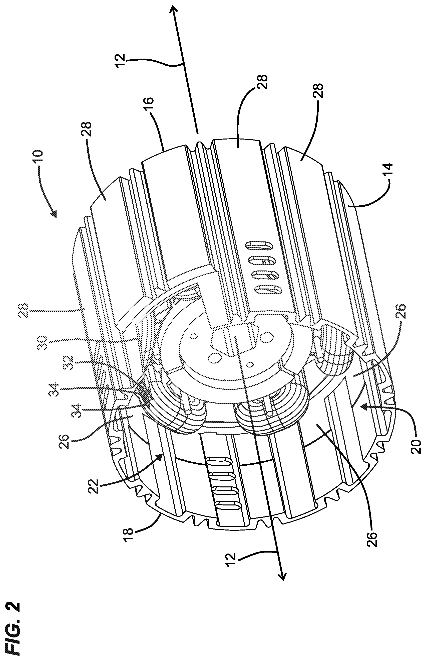 Patent US12562616 Figure 2 – Motor with expandable casing