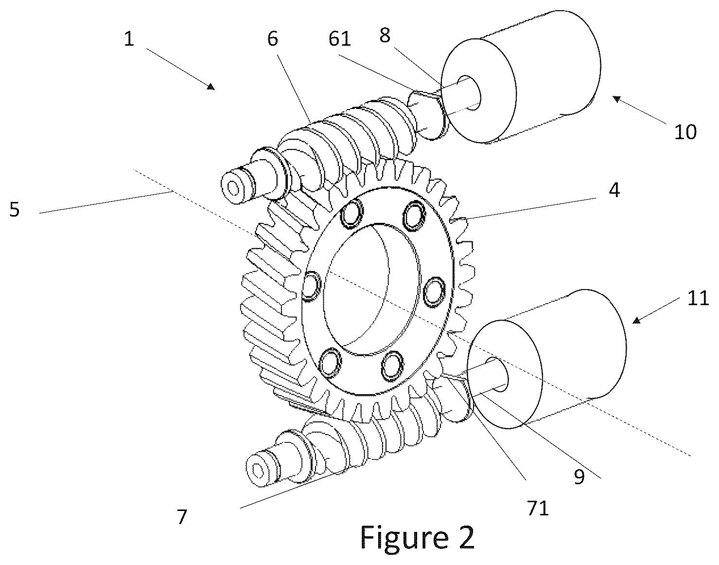Patent US12562618 Figure 2 – Dual motor drive assembly