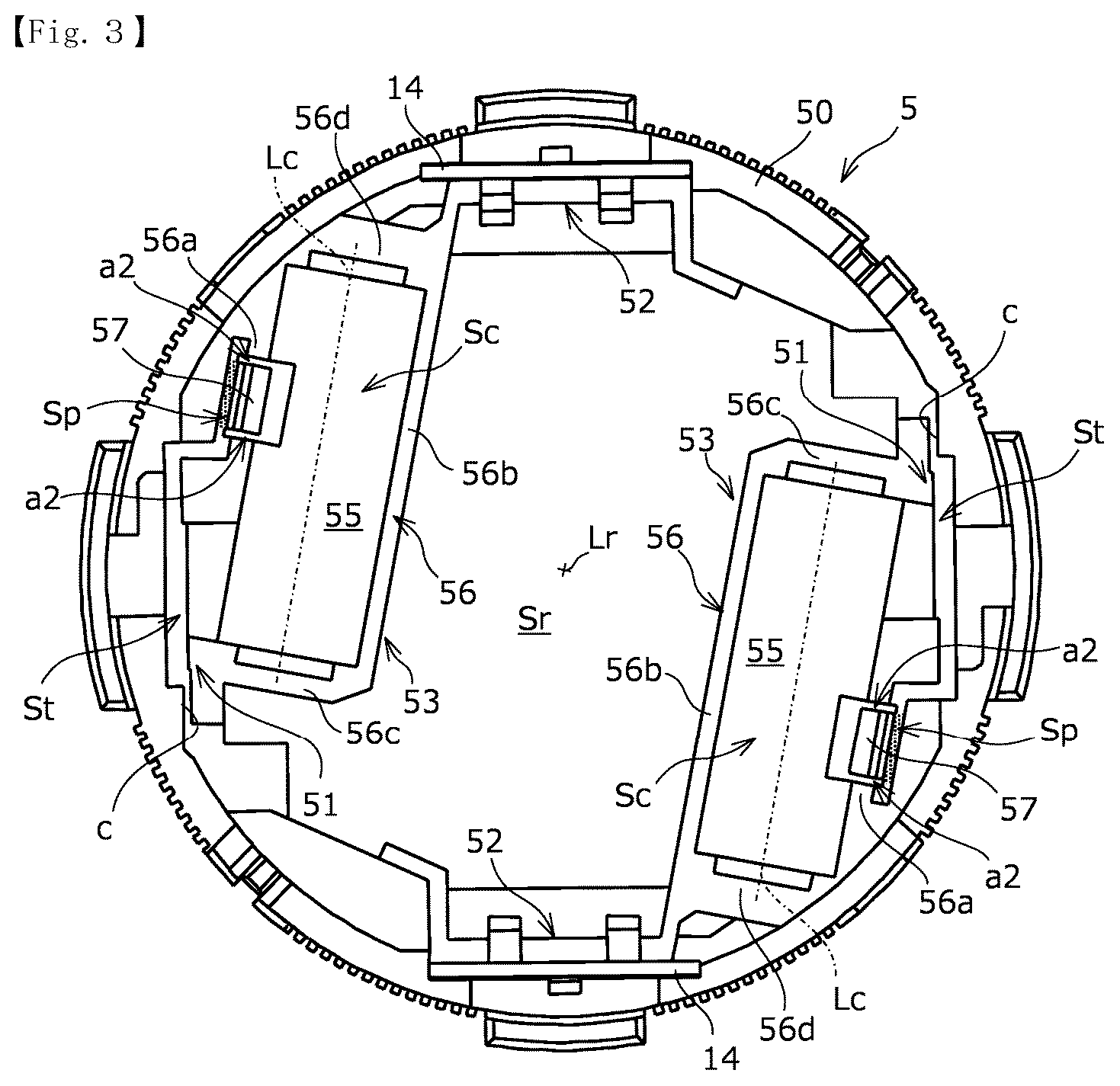 Patent US12562627 Figure 2 – Fixing structure of choke coil and motor