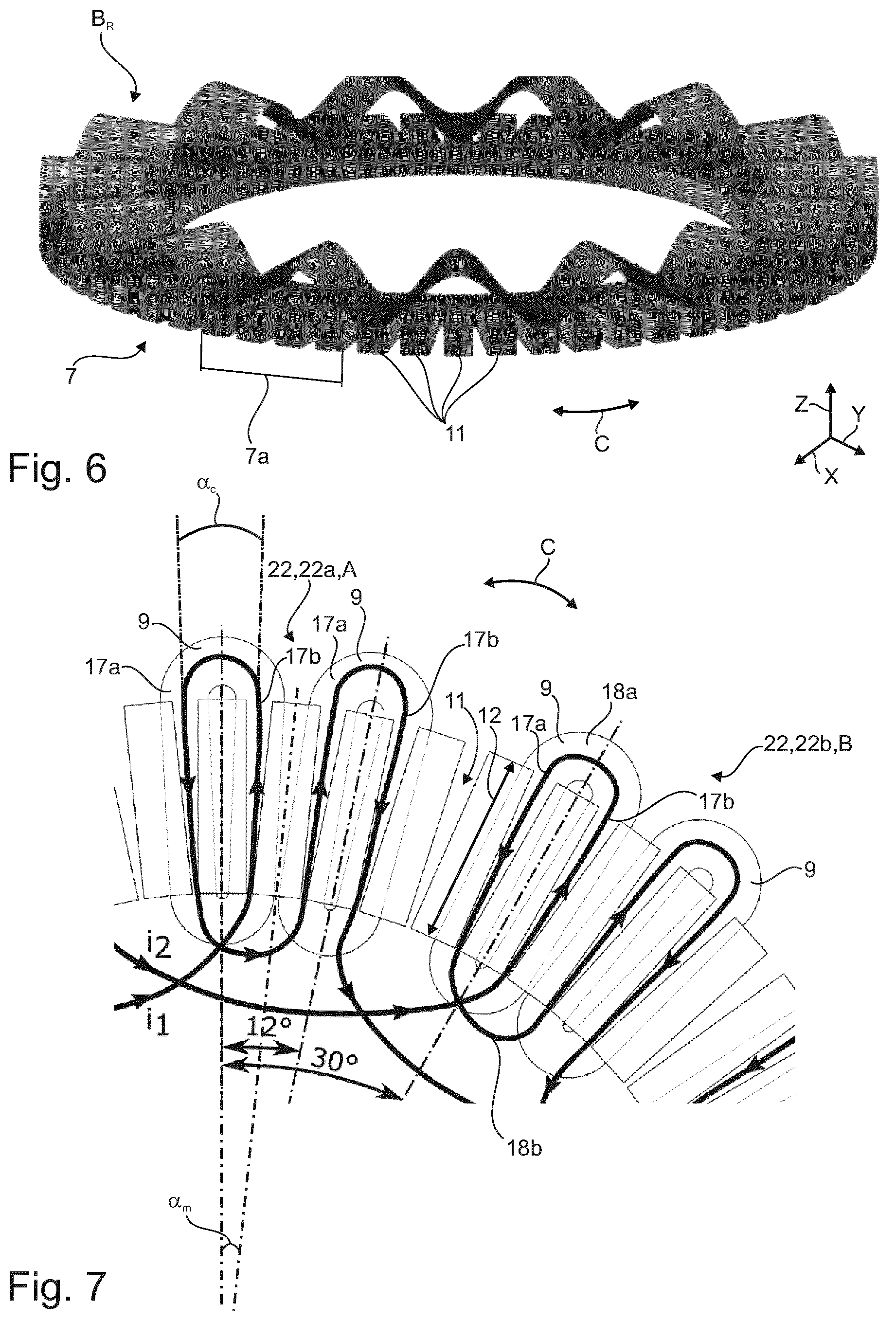 Patent US12562629 Figure 4 – Electric machine with two-phase planar Lorentz coils and a ring-shaped Halbach array for high torque density and high-precision applications