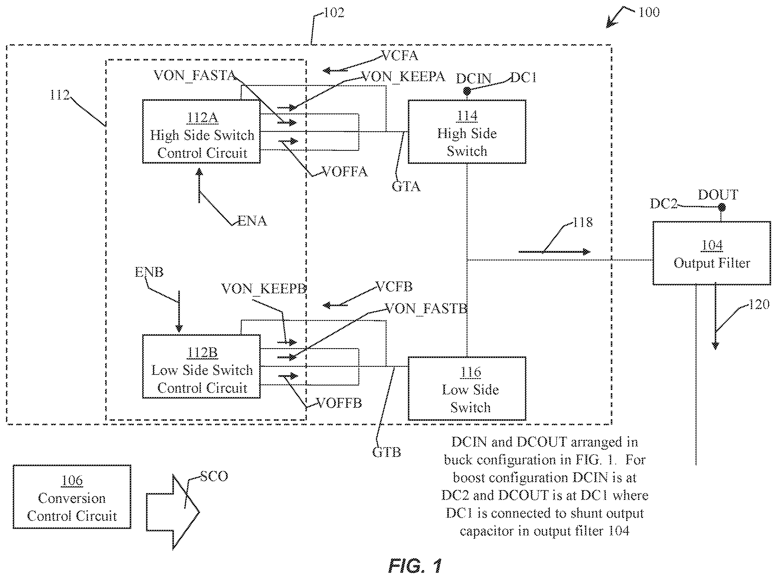 Patent US12562633 — Using different voltage levels to close a switch in a switch converter — Figure 1