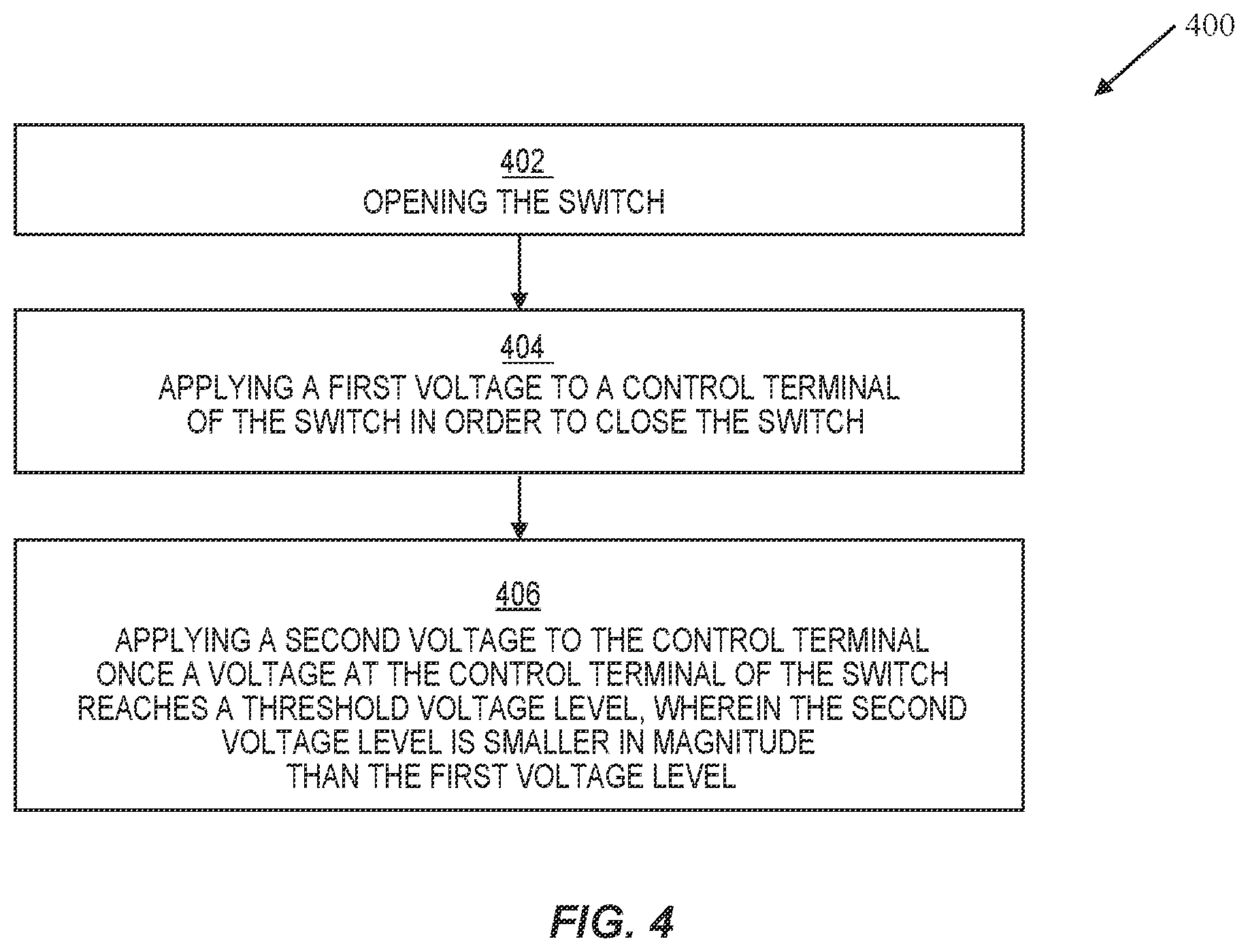 Patent US12562633 Figure 4 – Using different voltage levels to close a switch in a switch converter