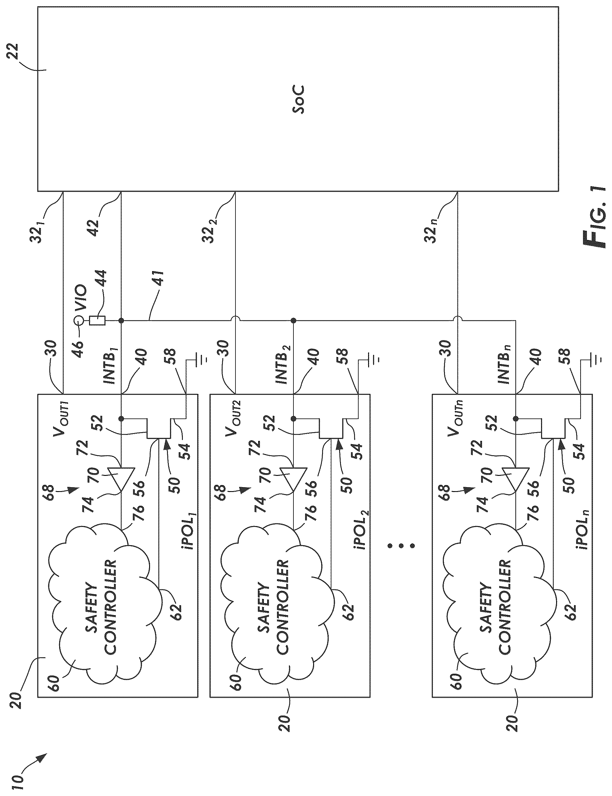 Patent US12562635 Figure 1 – Signaling open drain readback for functional safety (FUSA) applications in point of load (POL) integrated circuit