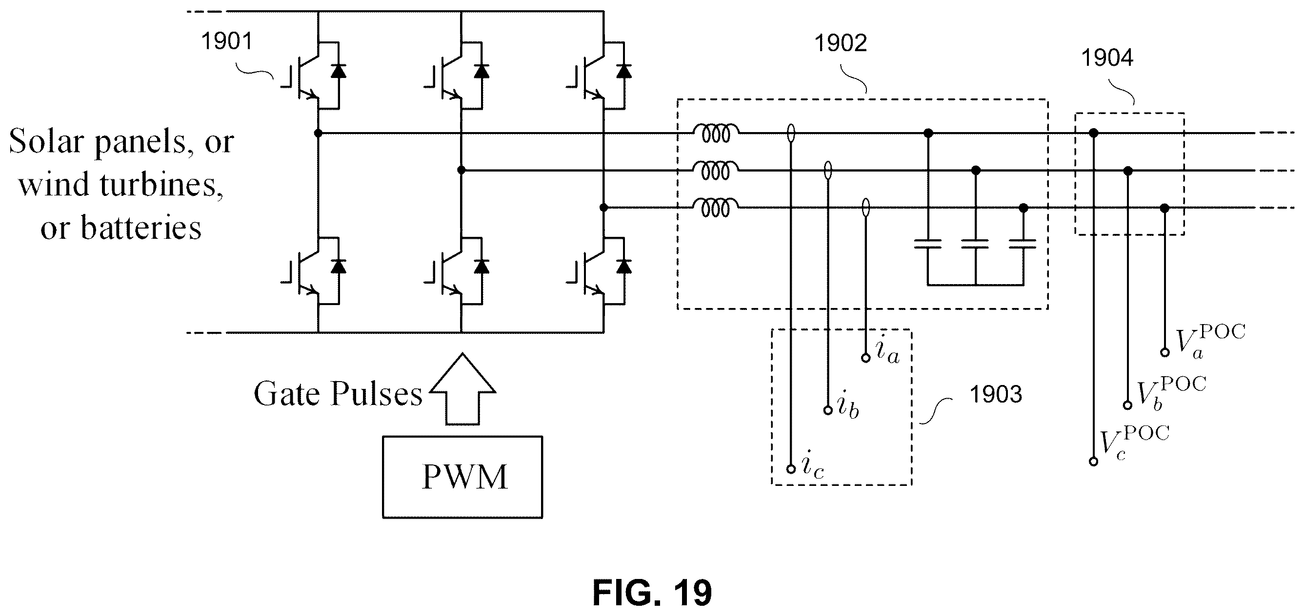Patent US12562637 Figure 19 – System and method for determining active and reactive currents during asymmetrical low-voltage ride through (LVRT) conditions