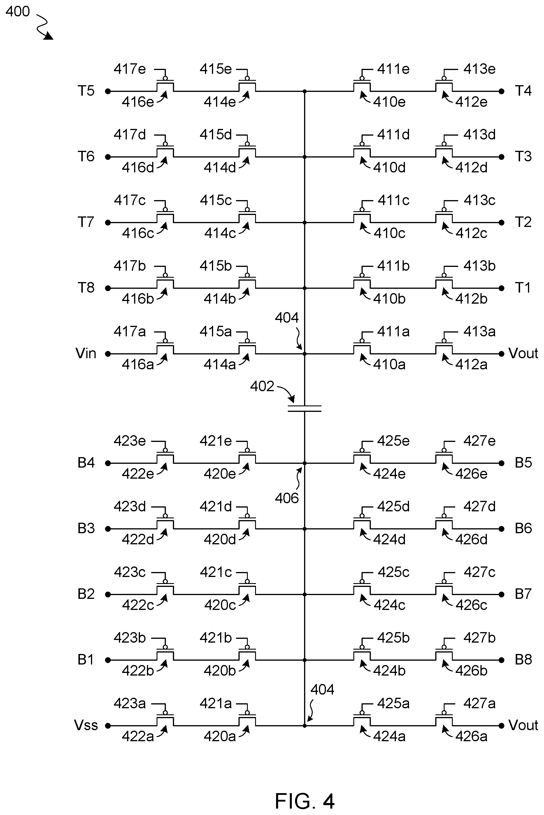 Patent US12562641 Figure 4 – Multilevel switched capacitor regulator with multiple cores