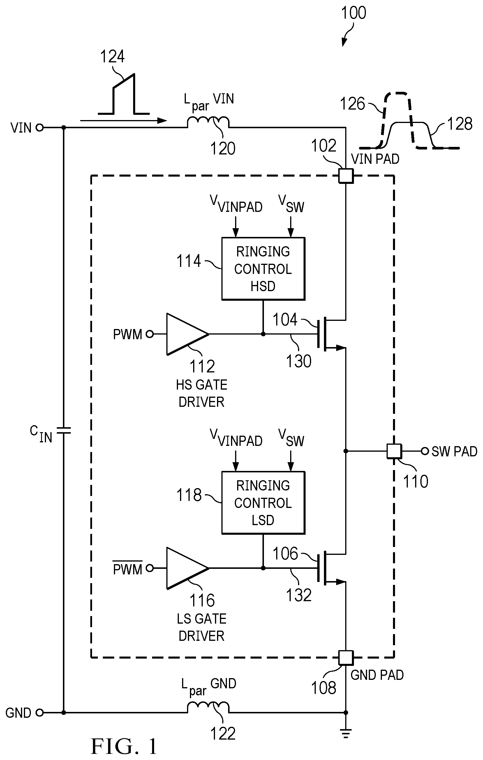 Patent US12562645 Figure 1 – Ringing control circuits
