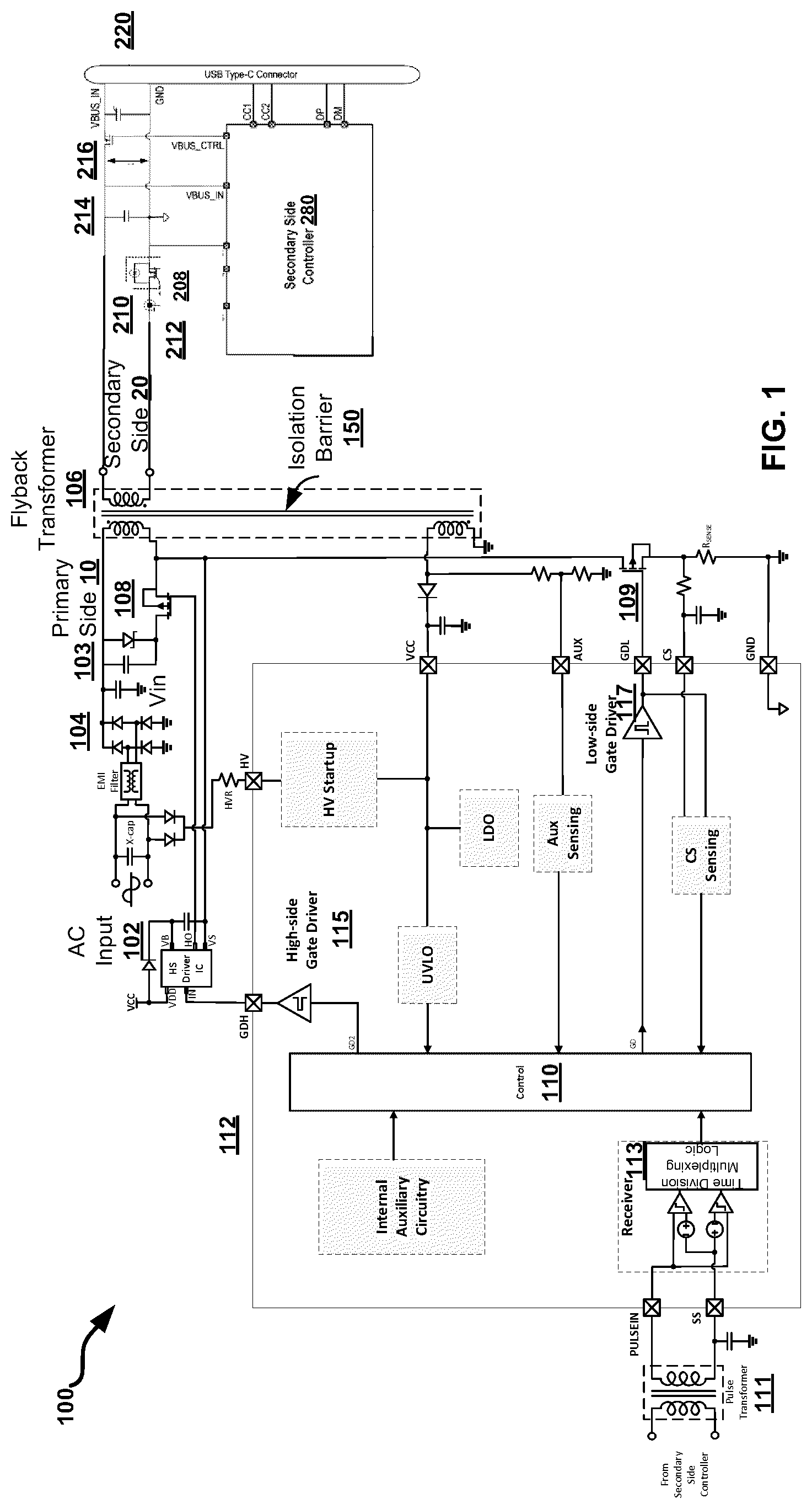 Patent US12562650 Figure 1 – Dead-time calibration scheme for active clamp flyback (ACF) primary field-effect transistors (FET)