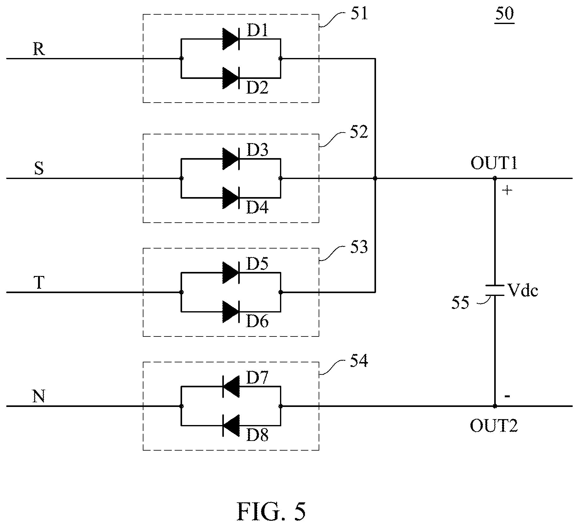 Patent US12562652 Figure 5 – Electronic transformer and three-phase four-wire power system thereof