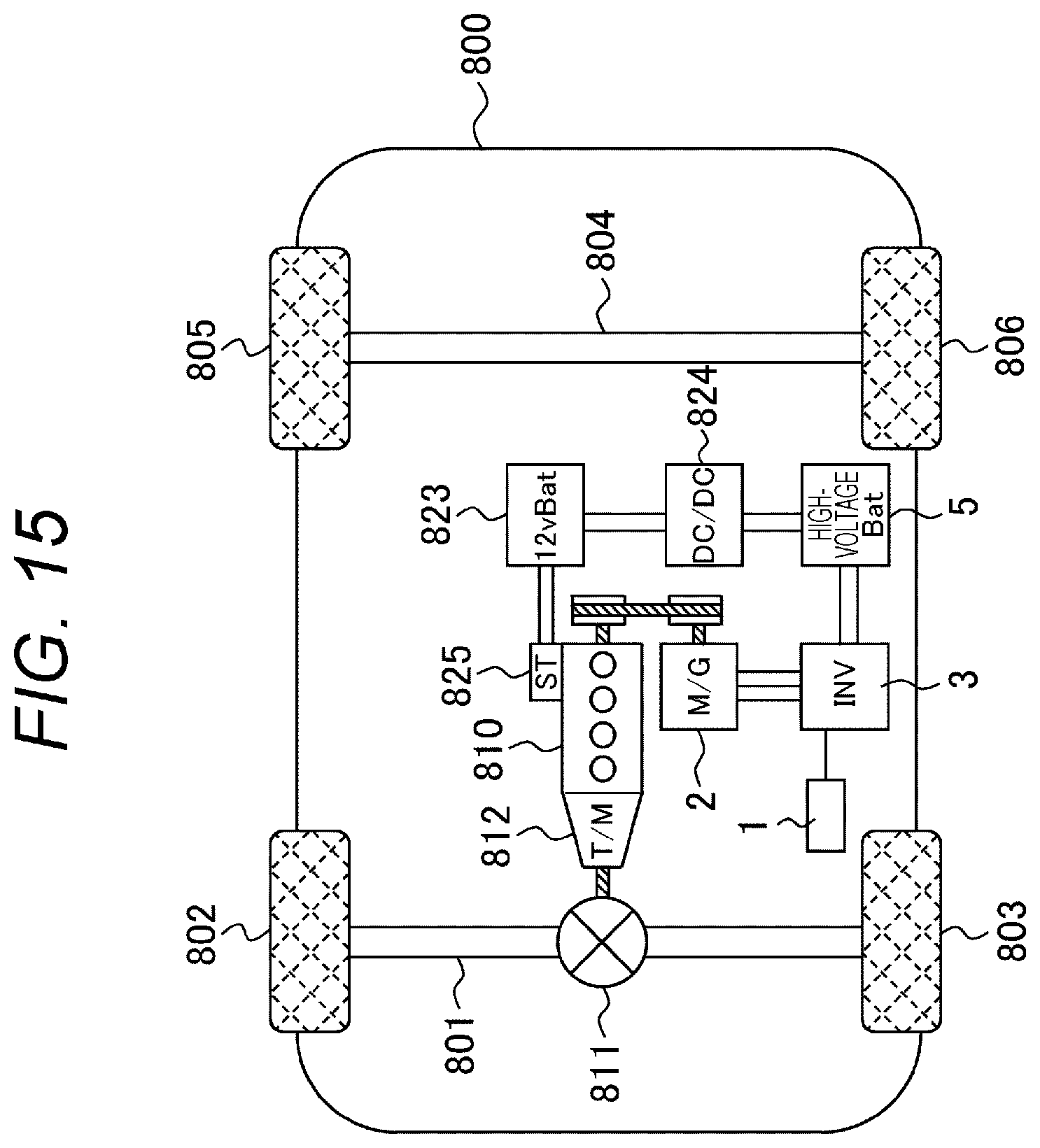 Patent US12562657 Figure 15 – Inverter control device, hybrid system, electromechanical integrated unit, electric vehicle system, and inverter control method