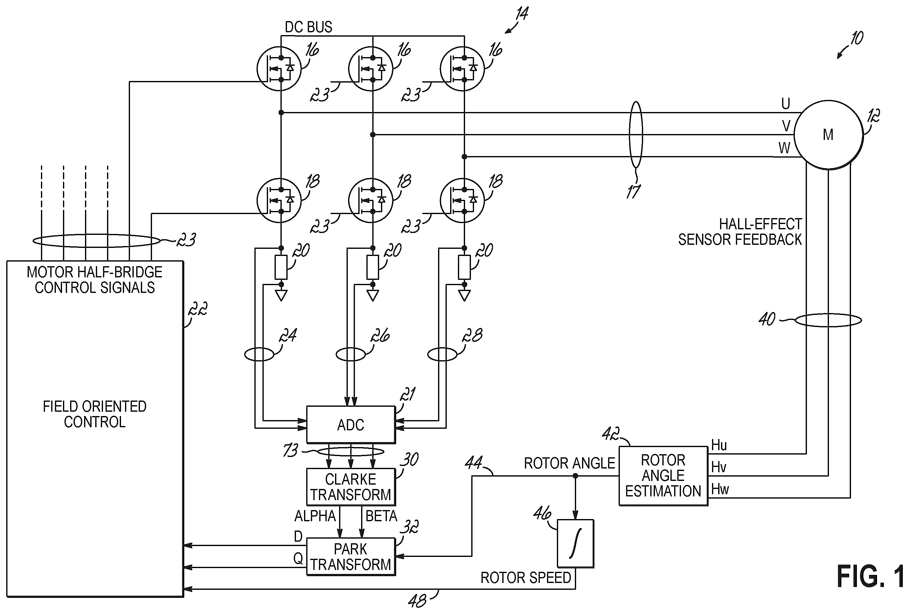 Patent US12562665 Figure 1 – System and method for motor control through improved location measurement