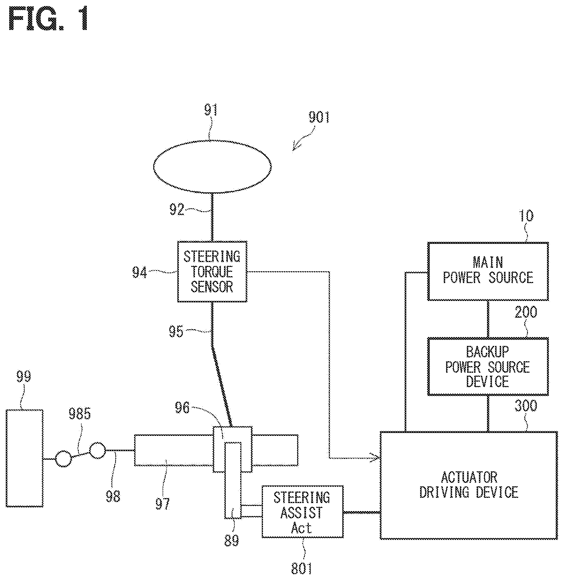 Patent US12562666 Figure 1 – Actuator driving device and steering system provided with the same