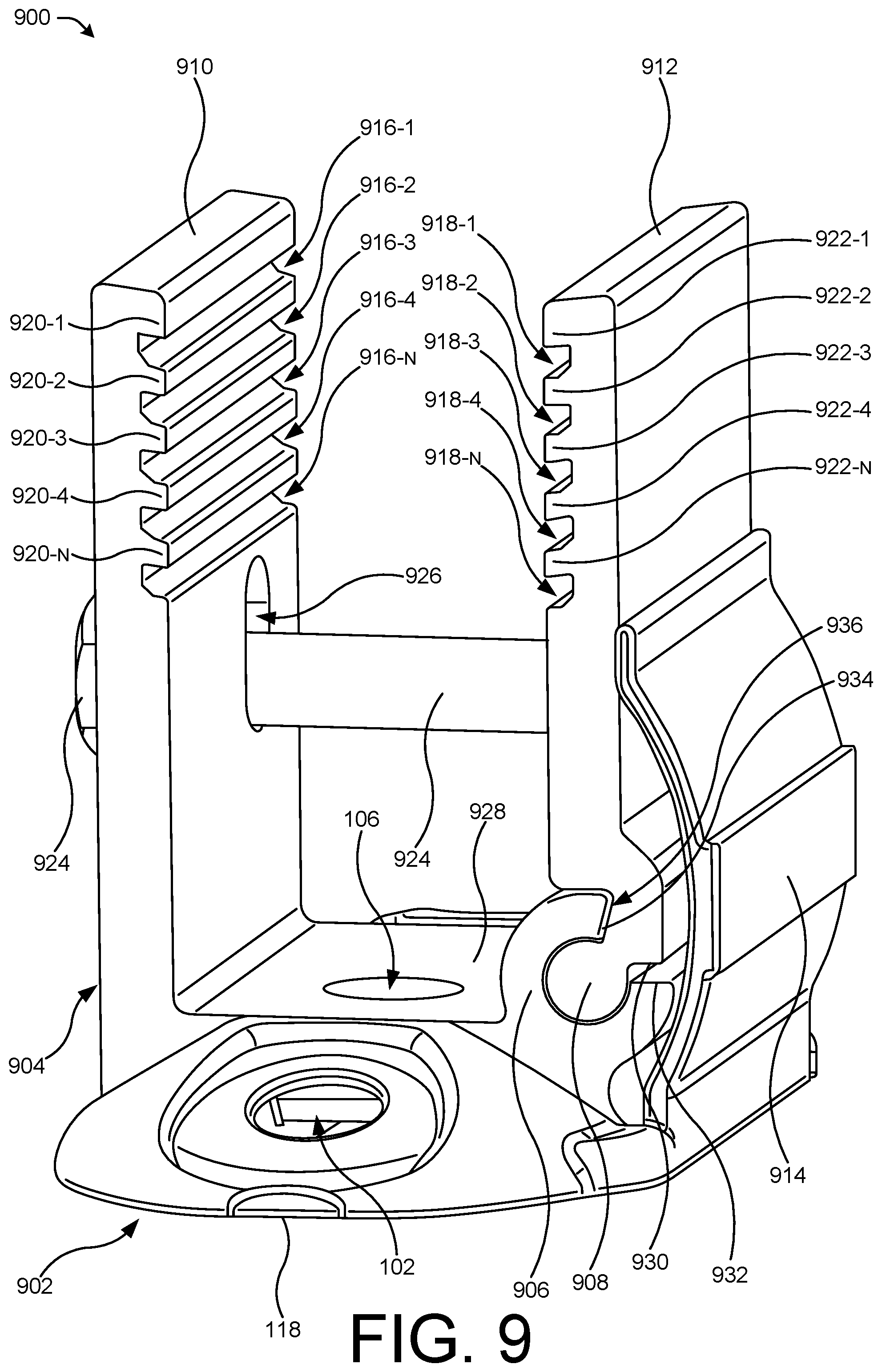 Patent US12562674 Figure 9 – Roof interface with sealant injection ports