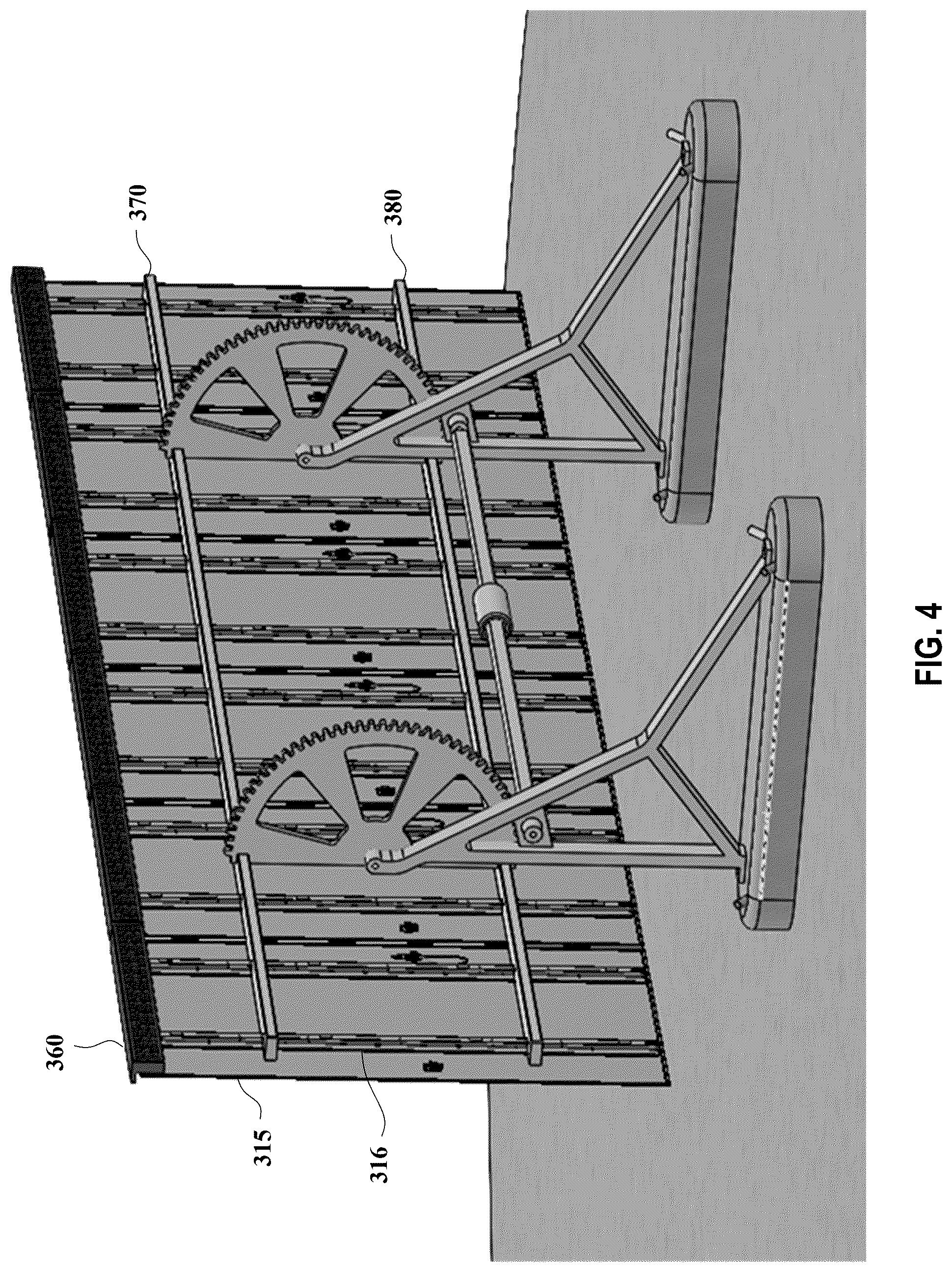 Patent US12562678 Figure 4 – High stow solar tracker with hail protection