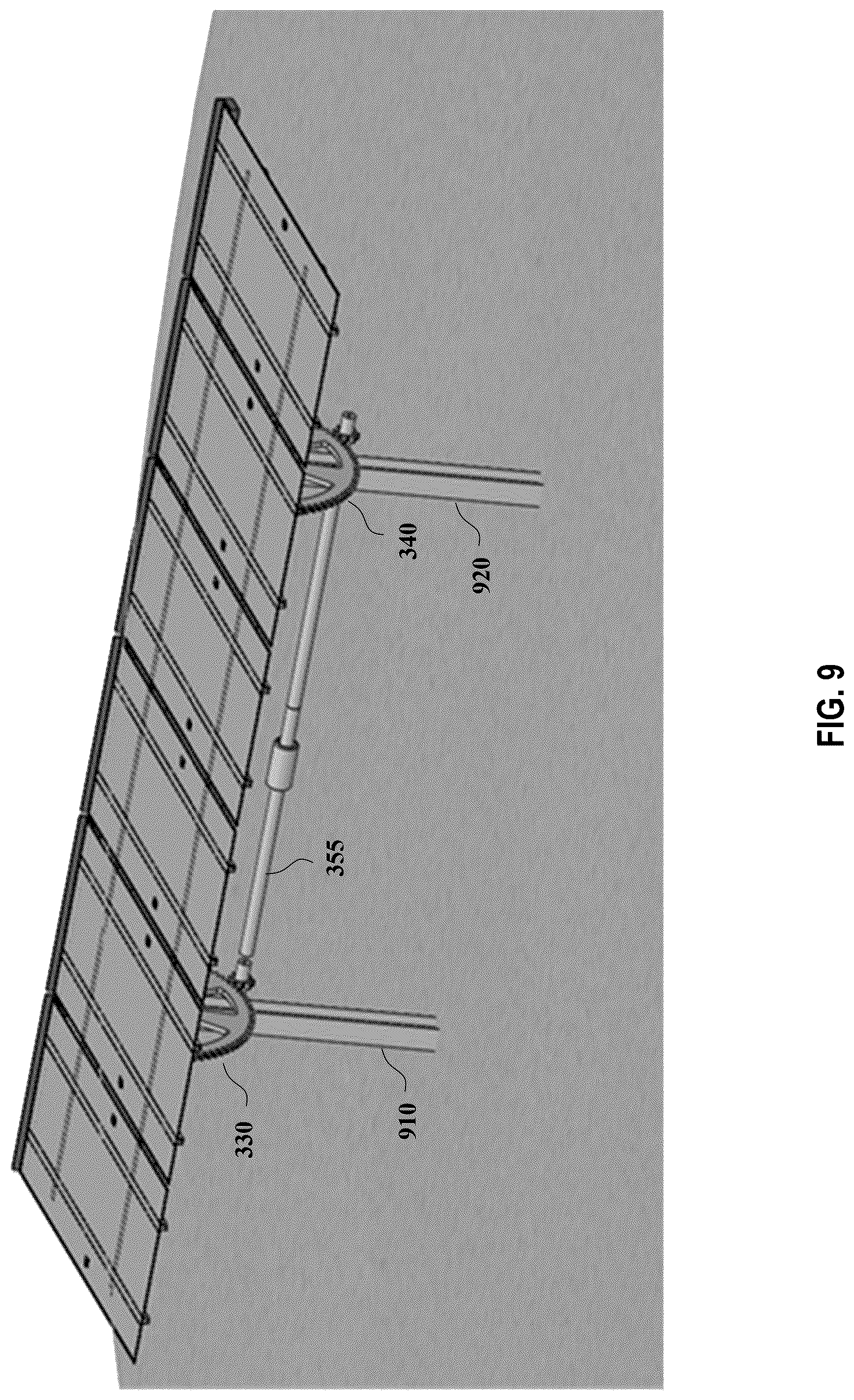 Patent US12562678 Figure 9 – High stow solar tracker with hail protection