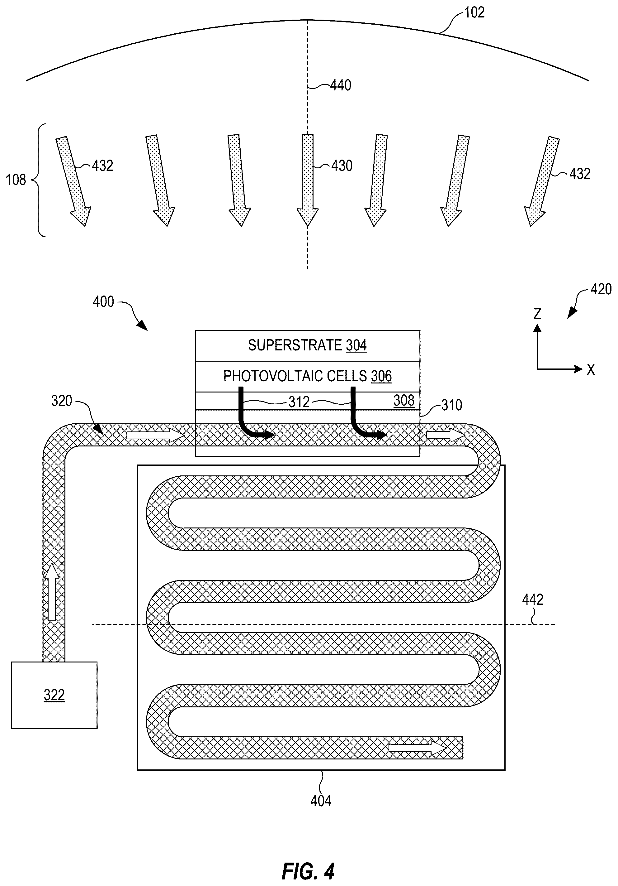 Patent US12562682 Figure 3 – Hybrid receiver for concentrated photovoltaic-thermal power systems, and associated methods