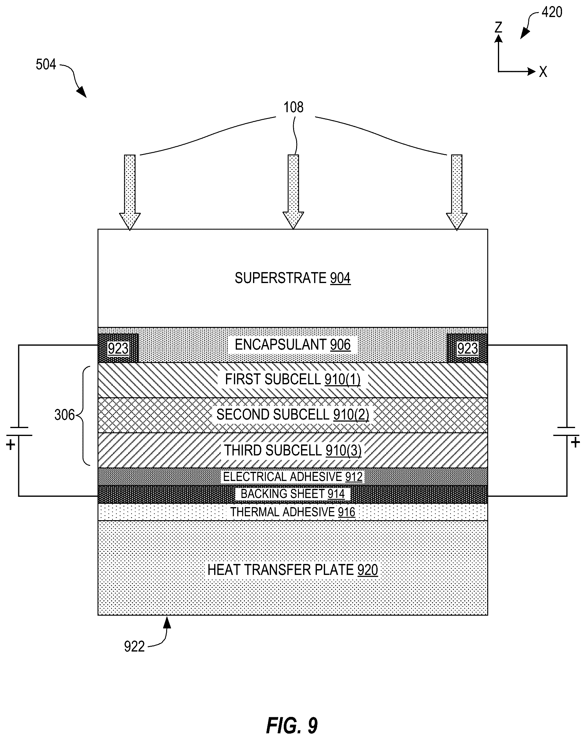 Patent US12562682 Figure 8 – Hybrid receiver for concentrated photovoltaic-thermal power systems, and associated methods