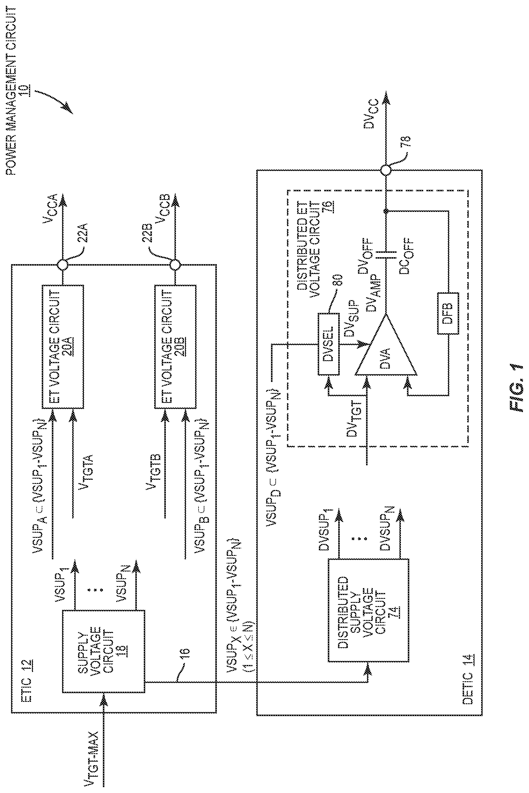 Patent US12562688 Figure 1 – Power management circuit operable with multiple supply voltages