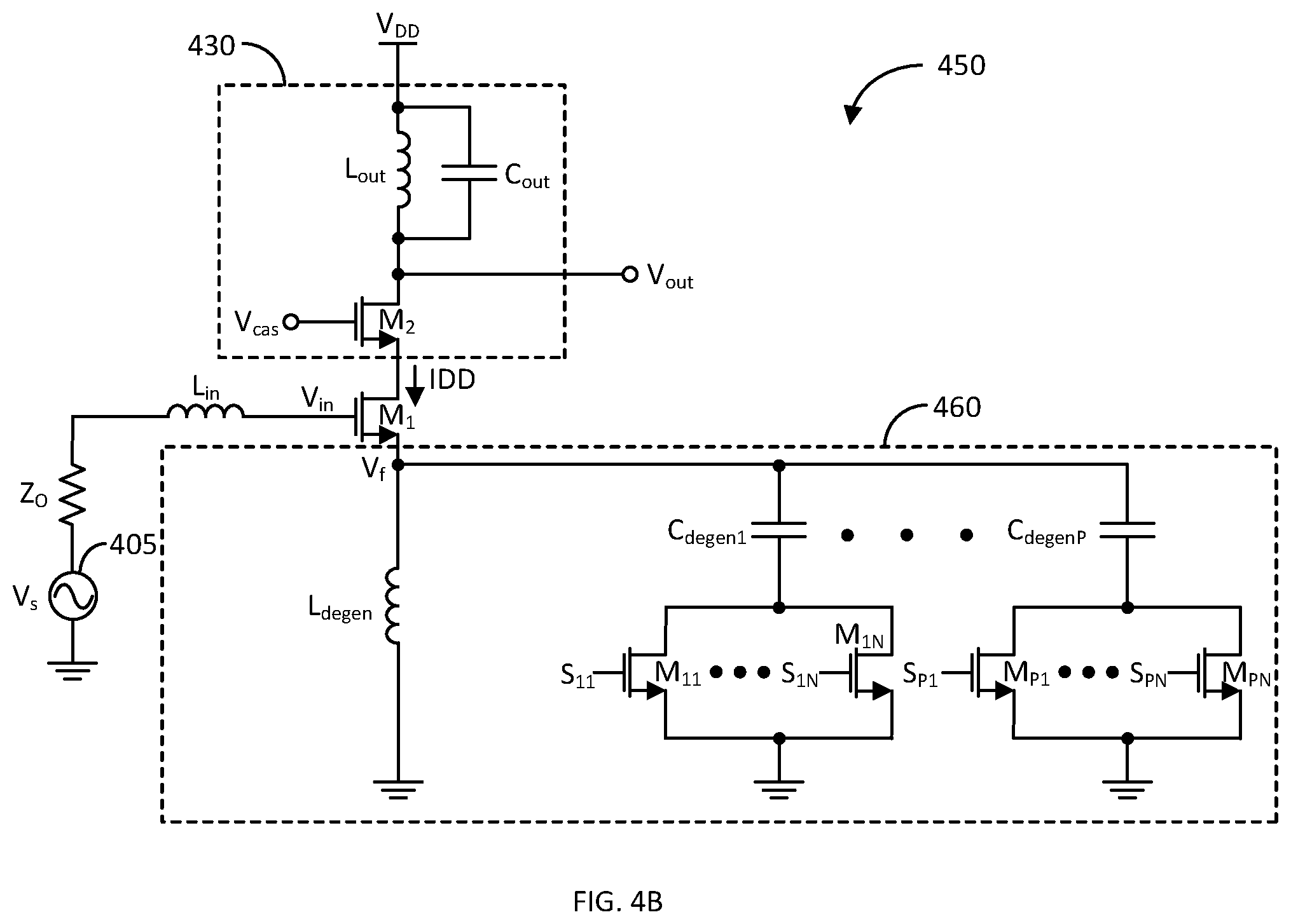 Patent US12562690 Figure 4 – Linearization of low gain low-noise amplifiers through third-order distortion cancellation