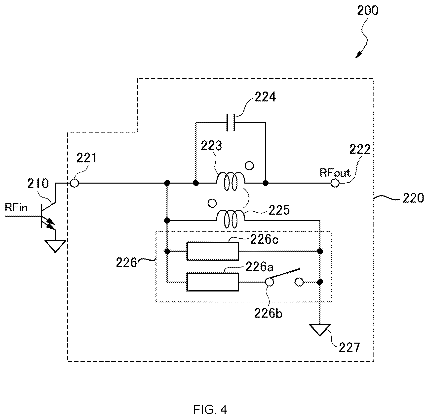 Patent US12562693 Figure 4 – Matching circuit and power amplifier circuit