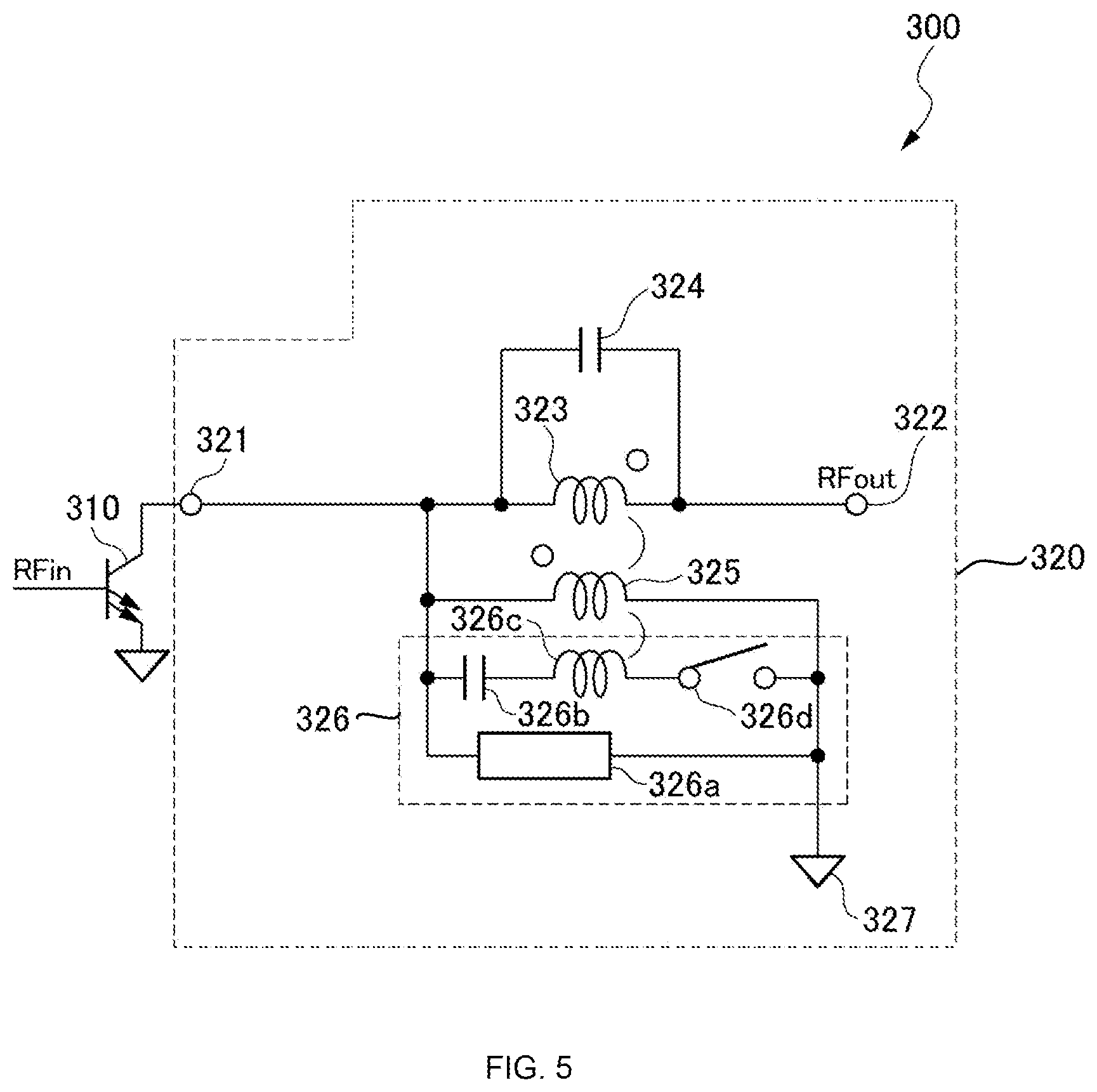 Patent US12562693 Figure 5 – Matching circuit and power amplifier circuit