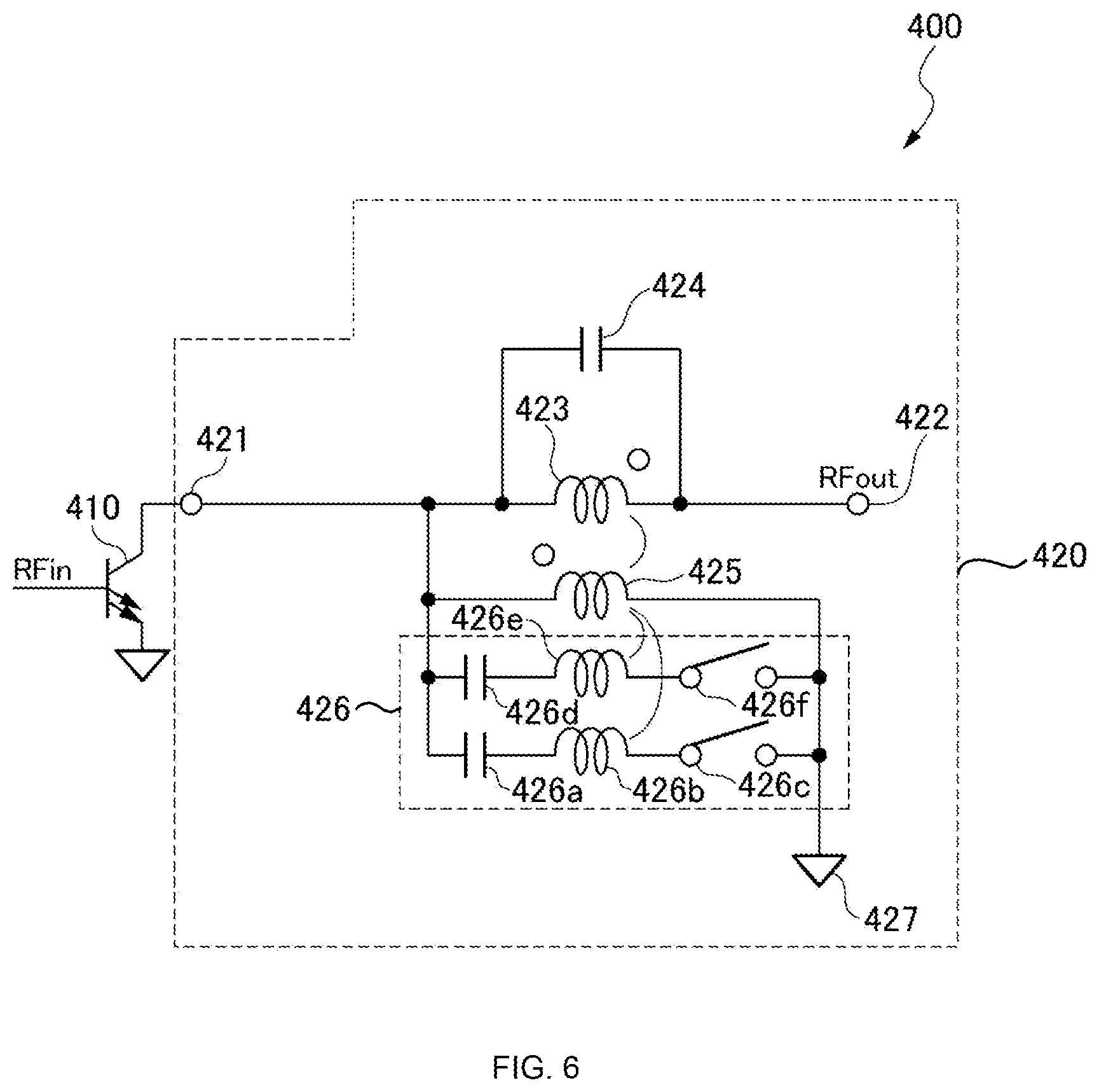 Patent US12562693 Figure 6 – Matching circuit and power amplifier circuit