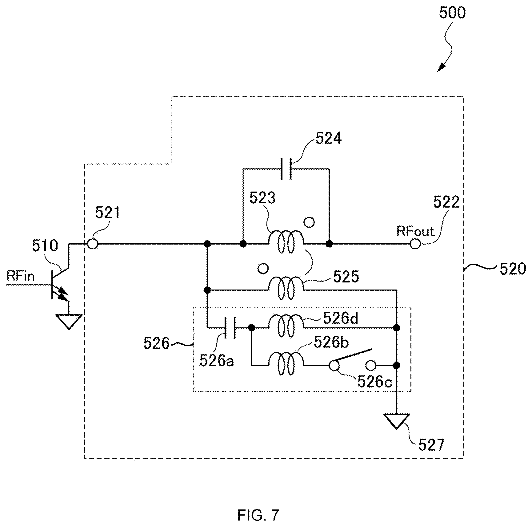 Patent US12562693 Figure 7 – Matching circuit and power amplifier circuit