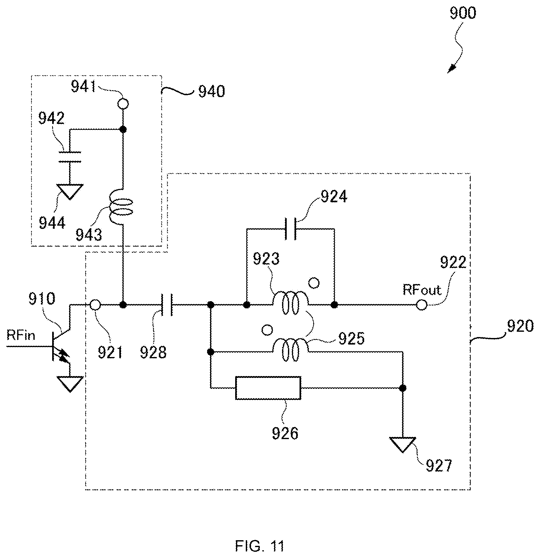 Patent US12562693 Figure 11 – Matching circuit and power amplifier circuit