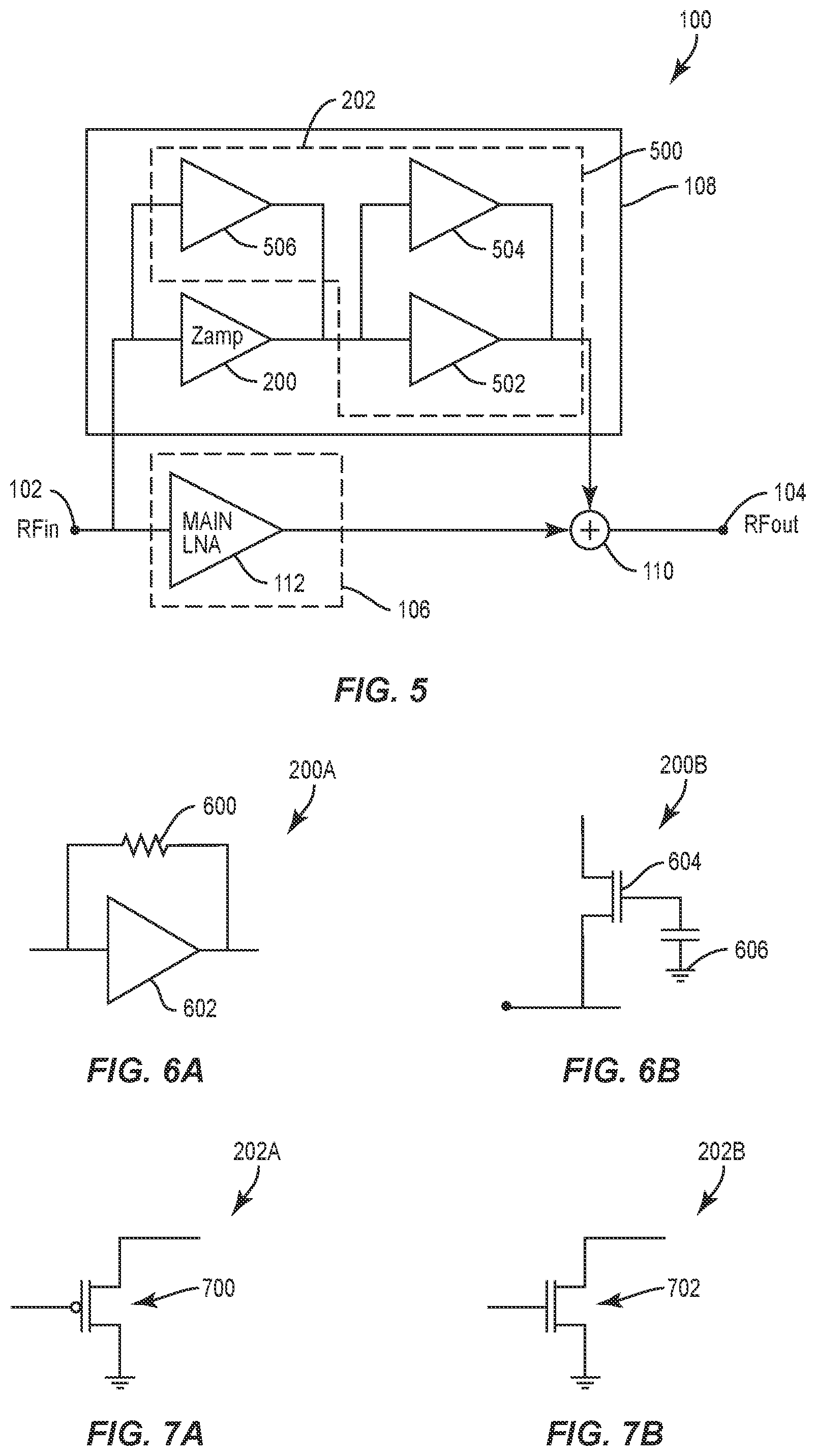 Patent US12562696 Figure 4 – Low noise amplifier (LNA) with distortion and noise cancellation
