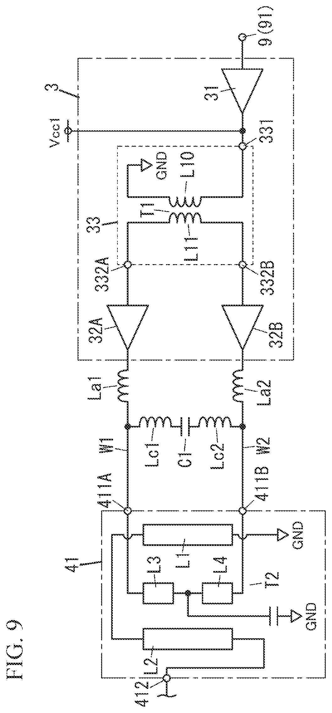 Patent US12562698 Figure 9 – Radio-frequency module and communication device