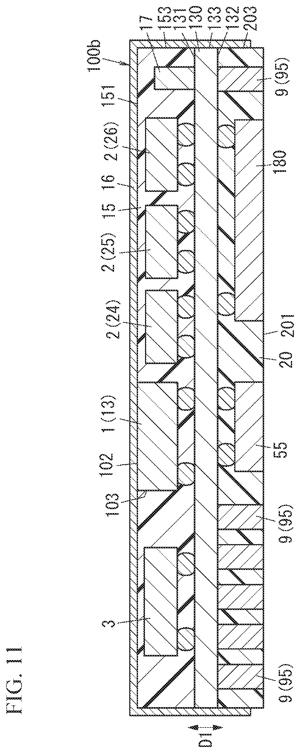 Patent US12562698 Figure 11 – Radio-frequency module and communication device