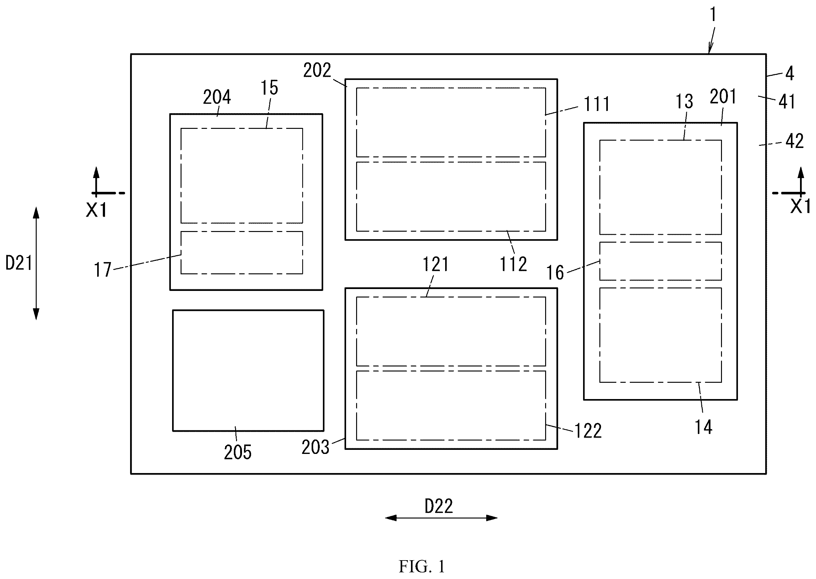 Patent US12562705 Figure 1 – Radio frequency module including control circuit positioned between switches and communication device