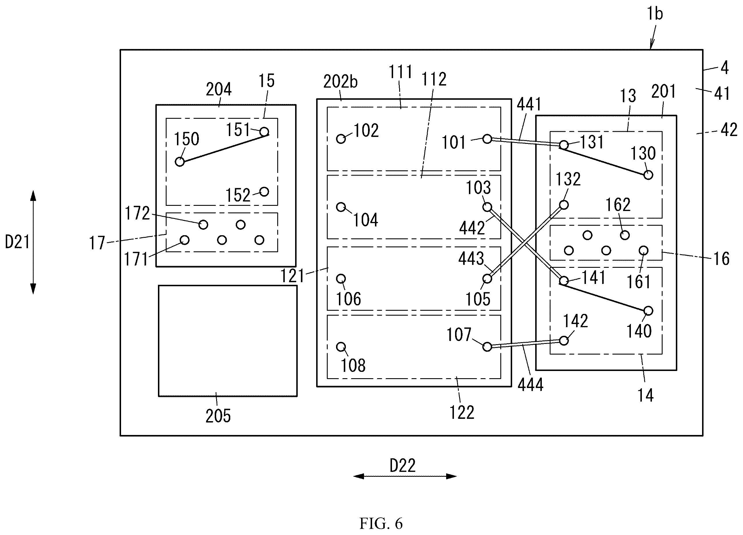 Patent US12562705 Figure 6 – Radio frequency module including control circuit positioned between switches and communication device