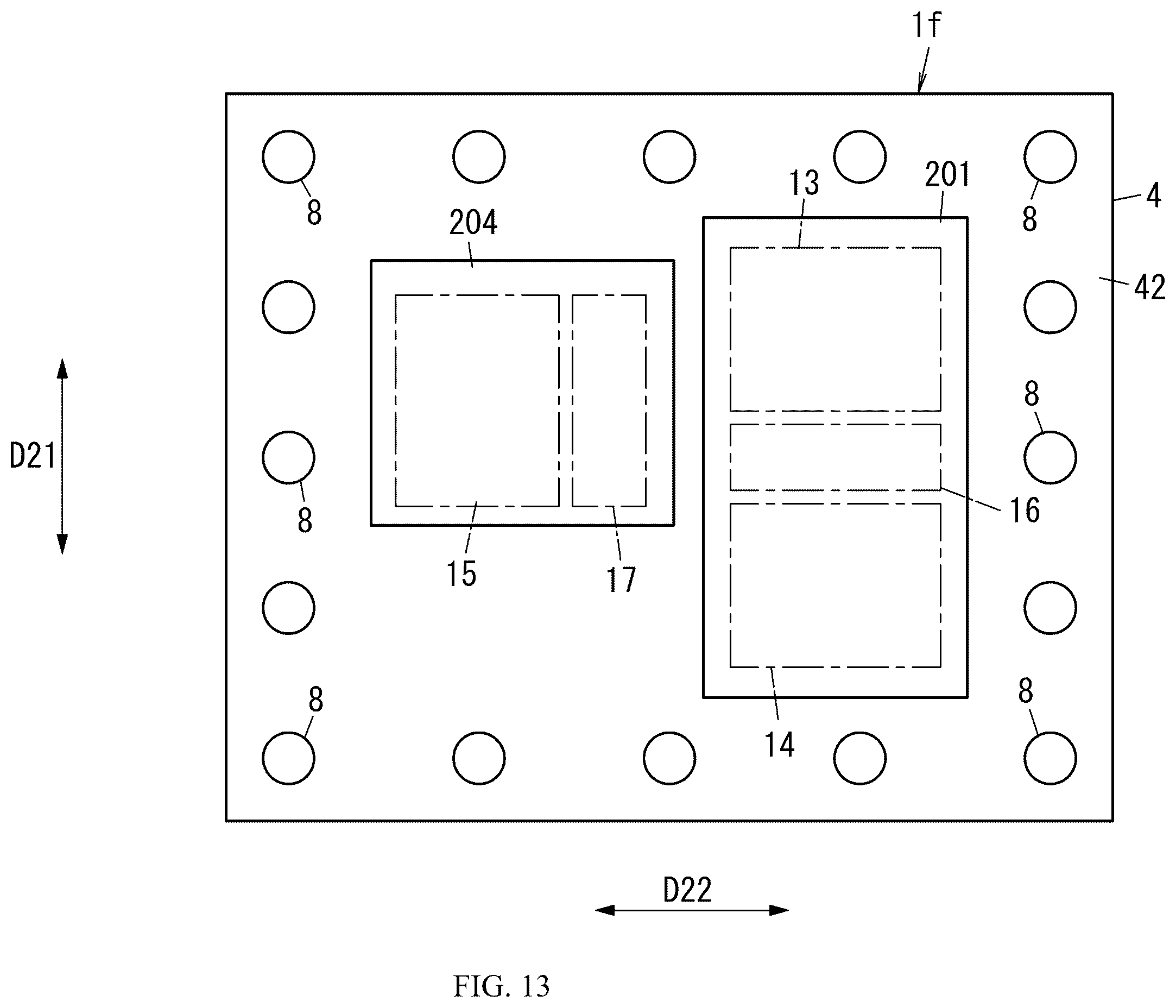 Patent US12562705 Figure 13 – Radio frequency module including control circuit positioned between switches and communication device