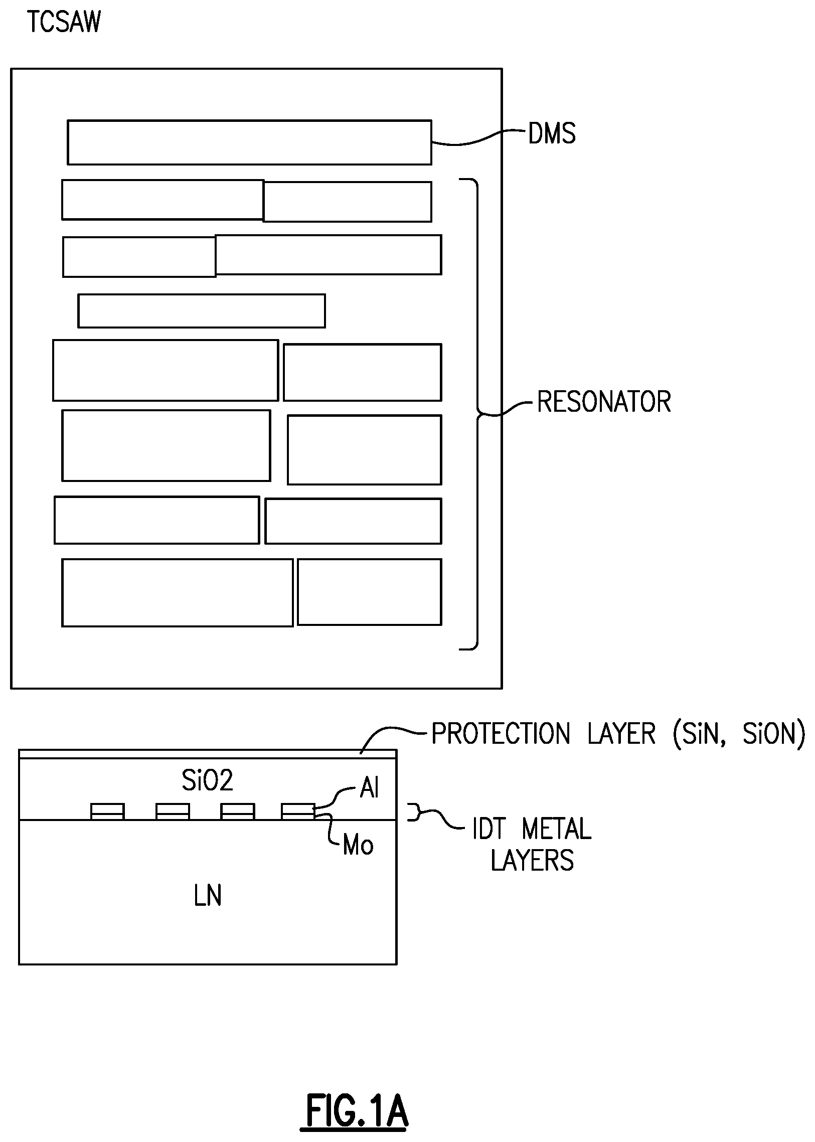 Patent US12562715 — Small sized acoustic wave device with partially different interdigital transducer electrode thicknesses — Figure 1