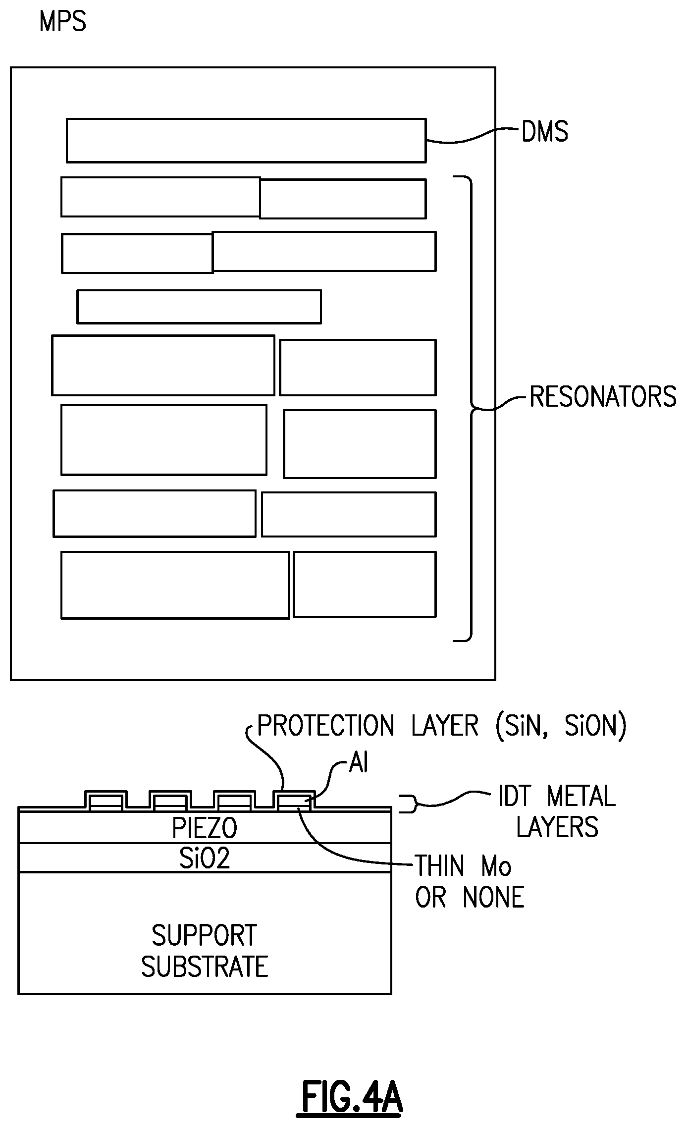 Patent US12562715 Figure 5 – Small sized acoustic wave device with partially different interdigital transducer electrode thicknesses