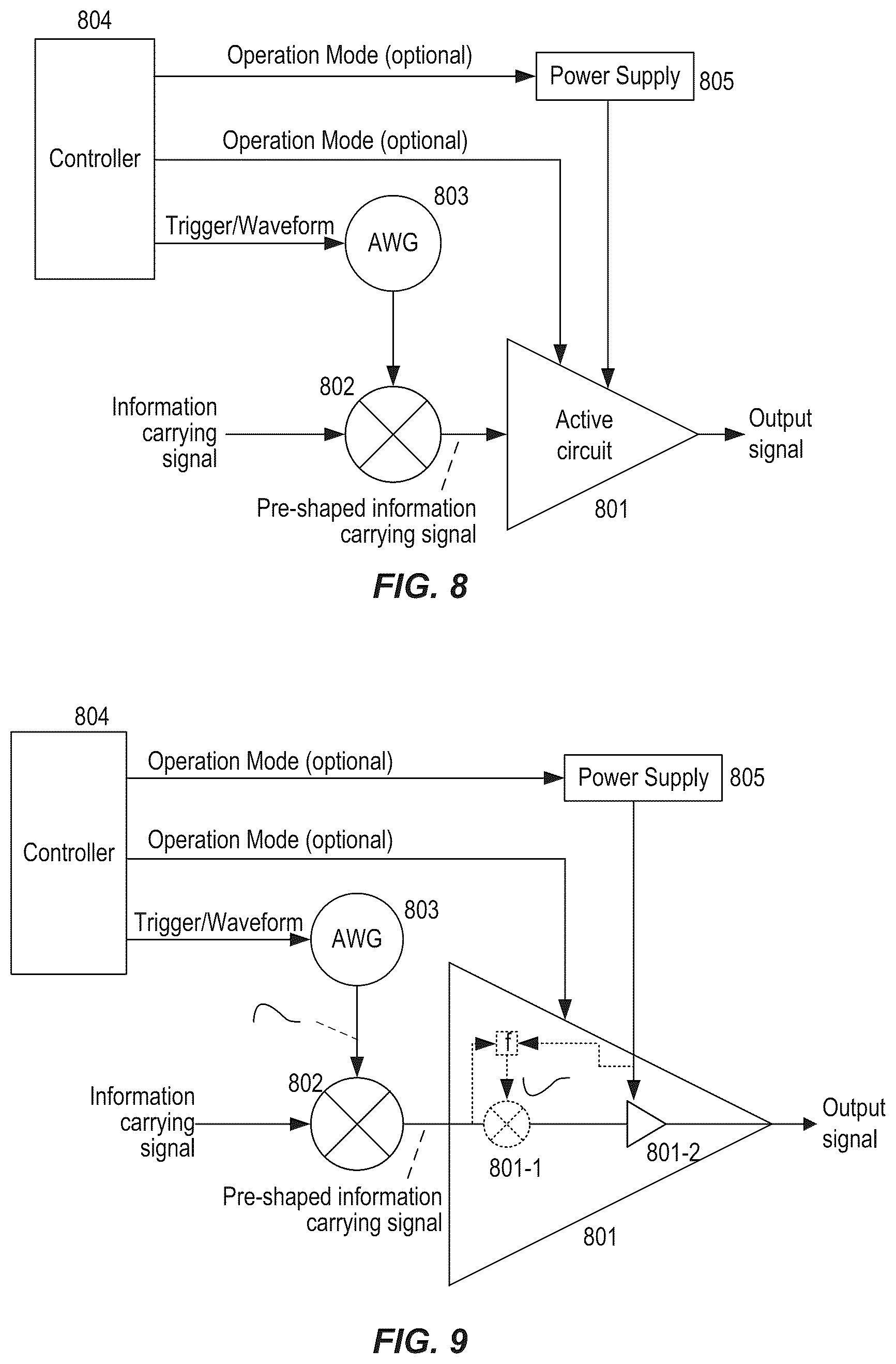 Patent US12562719 Figure 9 – Signal pre-shaping to suppress power supply disturbances
