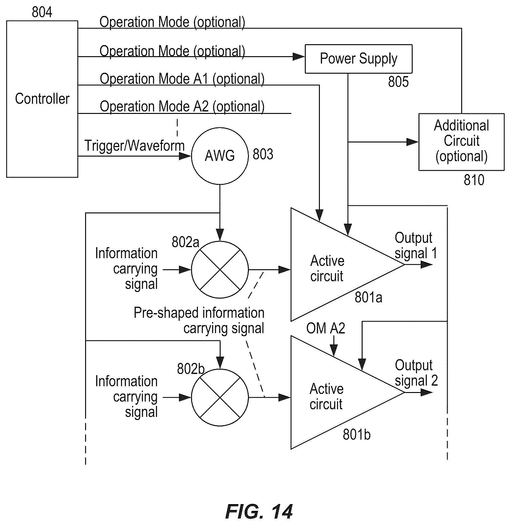 Patent US12562719 Figure 12 – Signal pre-shaping to suppress power supply disturbances