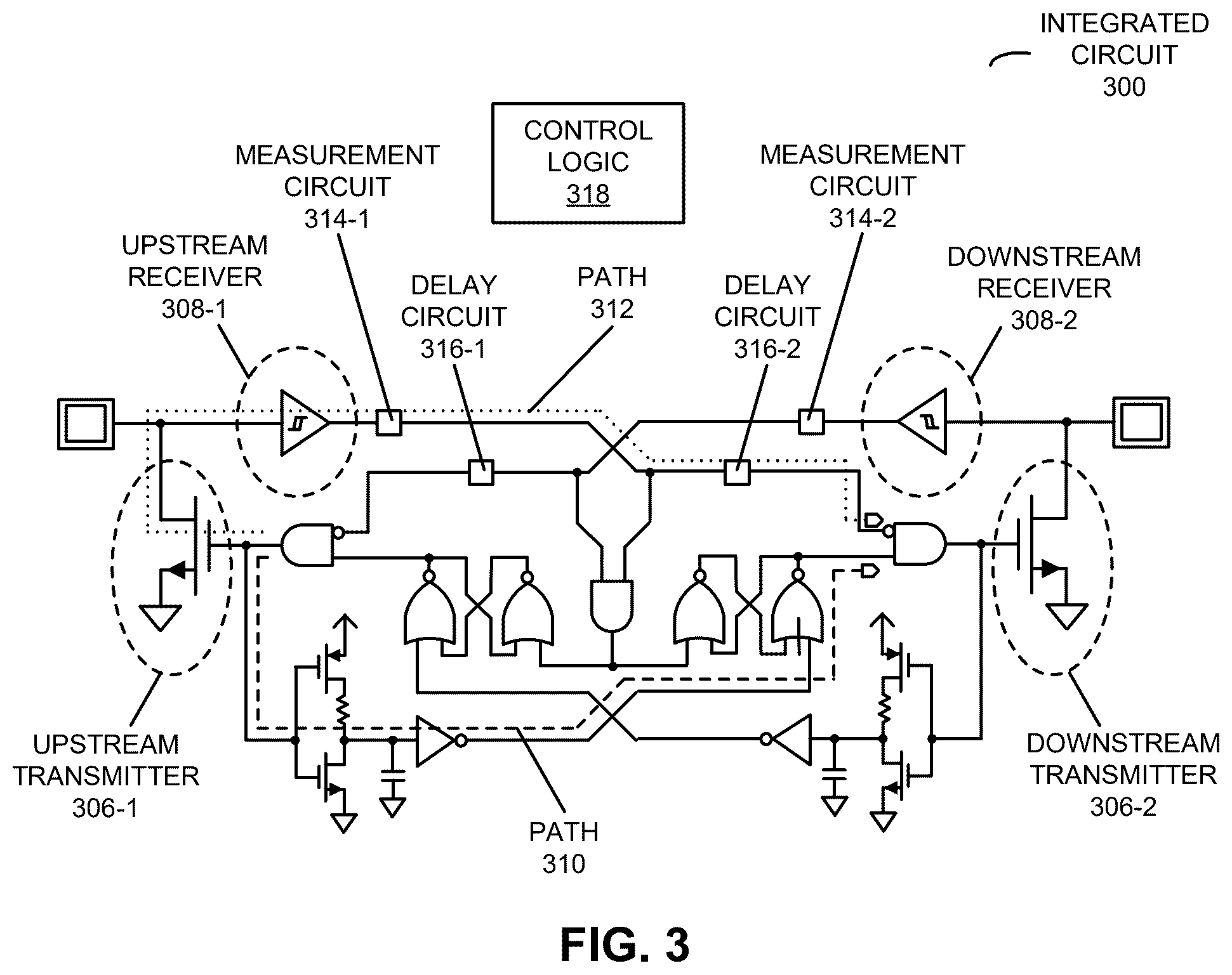 Patent US12562724 Figure 3 – Local interconnected network bus repeater delay compensation