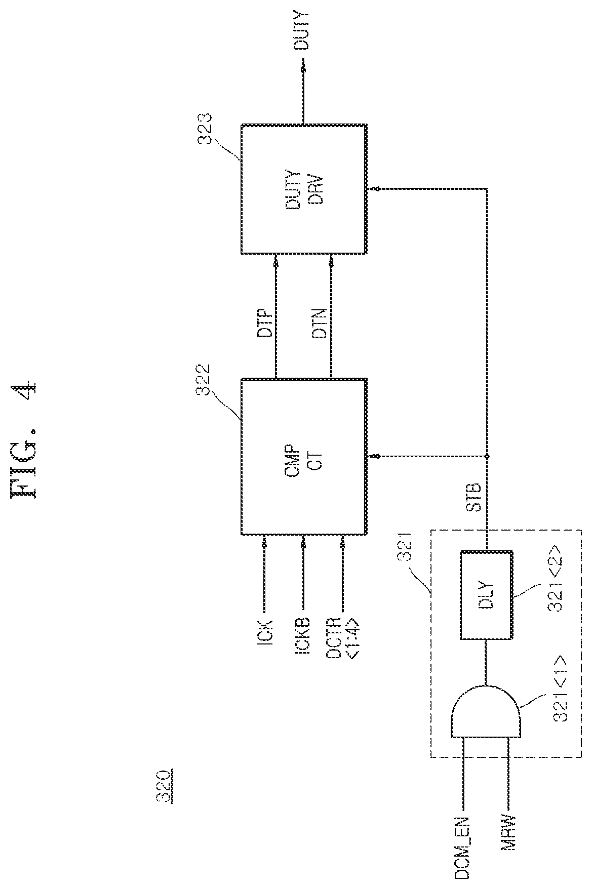 Patent US12562725 Figure 4 – Semiconductor system for monitoring results of determination of duty ratio of data clock signals
