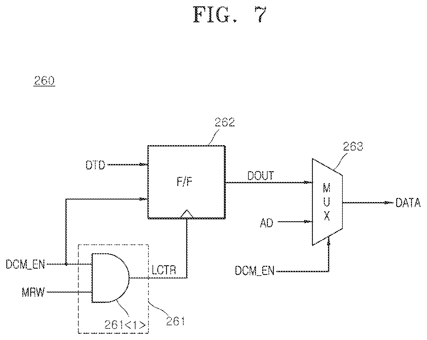 Patent US12562725 Figure 7 – Semiconductor system for monitoring results of determination of duty ratio of data clock signals